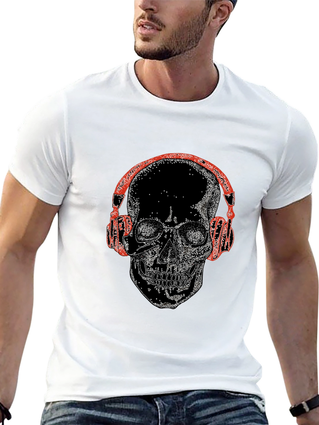 Skull With Headphones Graphic Tee