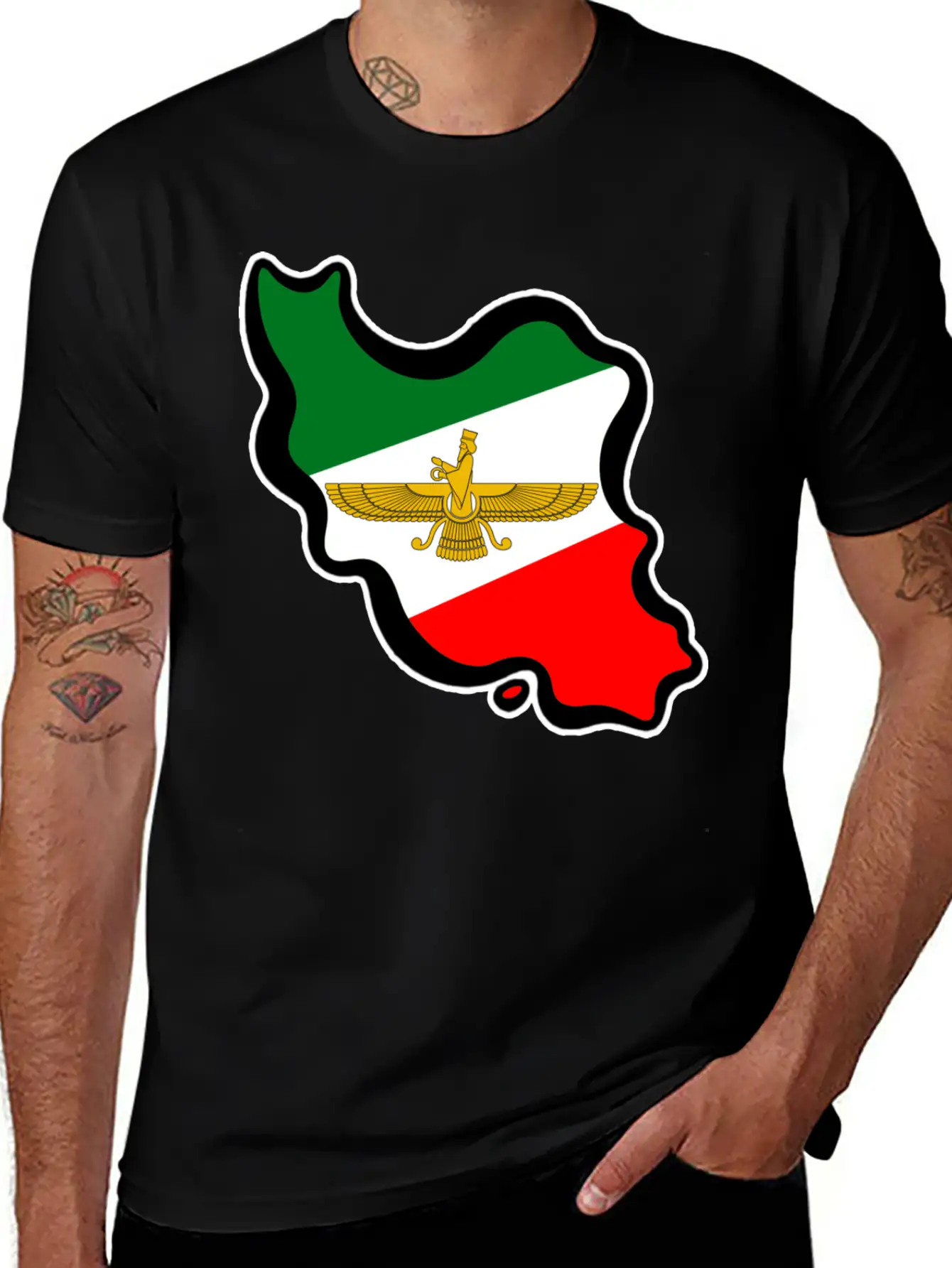 Iran Map Flag Farvahar Breathable Graphic T-Shirt – Perfect For Casual Days