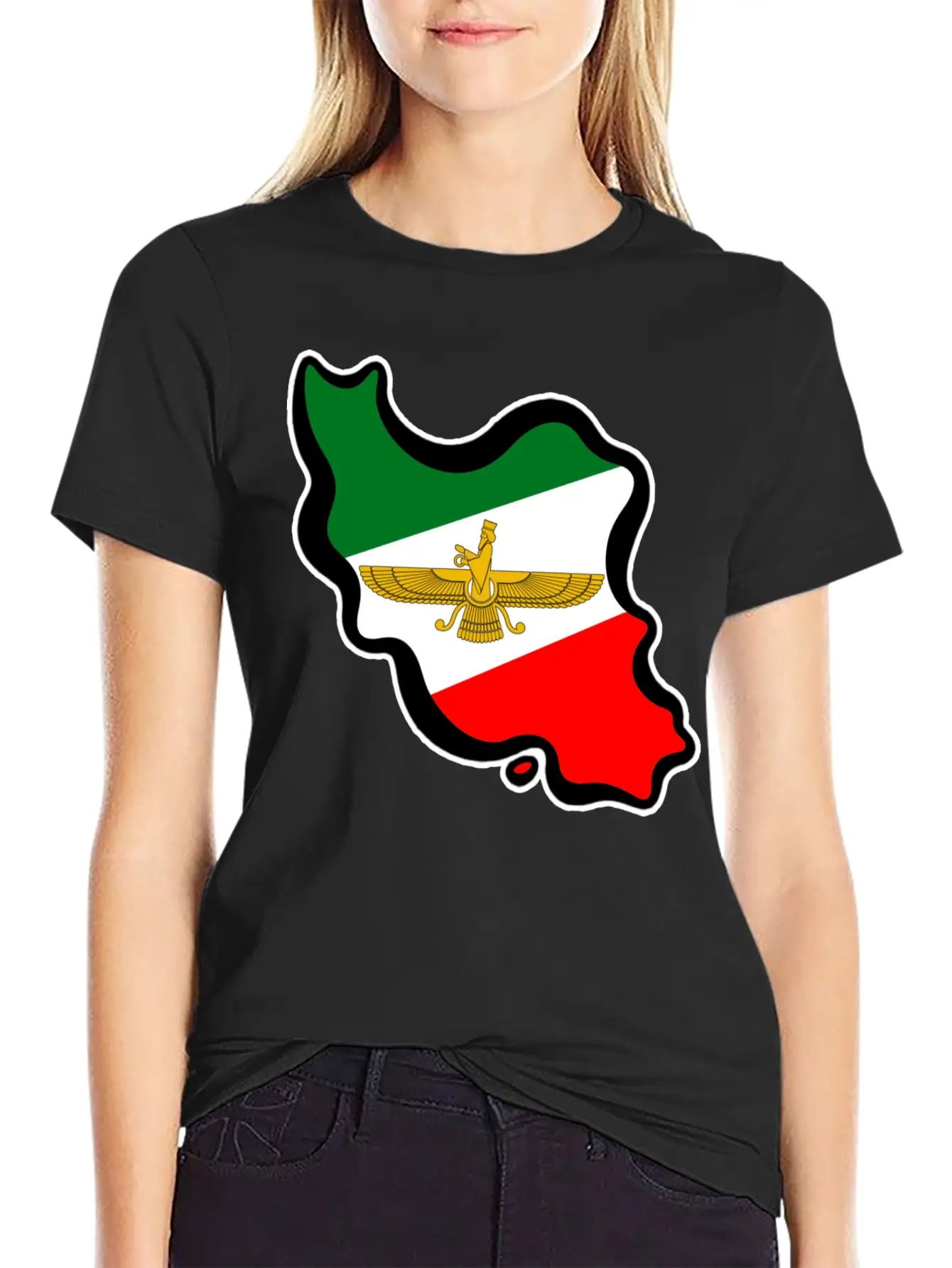 Iran Map Flag Farvahar Breathable Graphic T-Shirt – Perfect For Casual Days