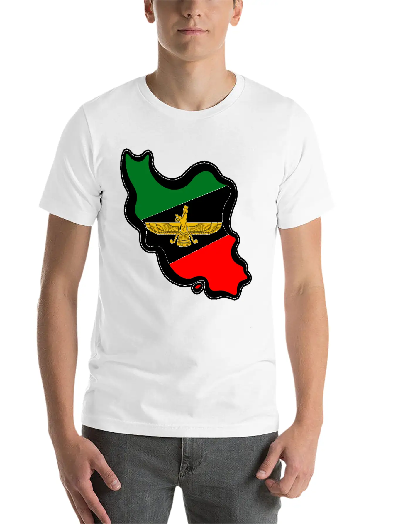Iran Map Flag Farvahar Breathable Graphic T-Shirt – Perfect For Casual Days
