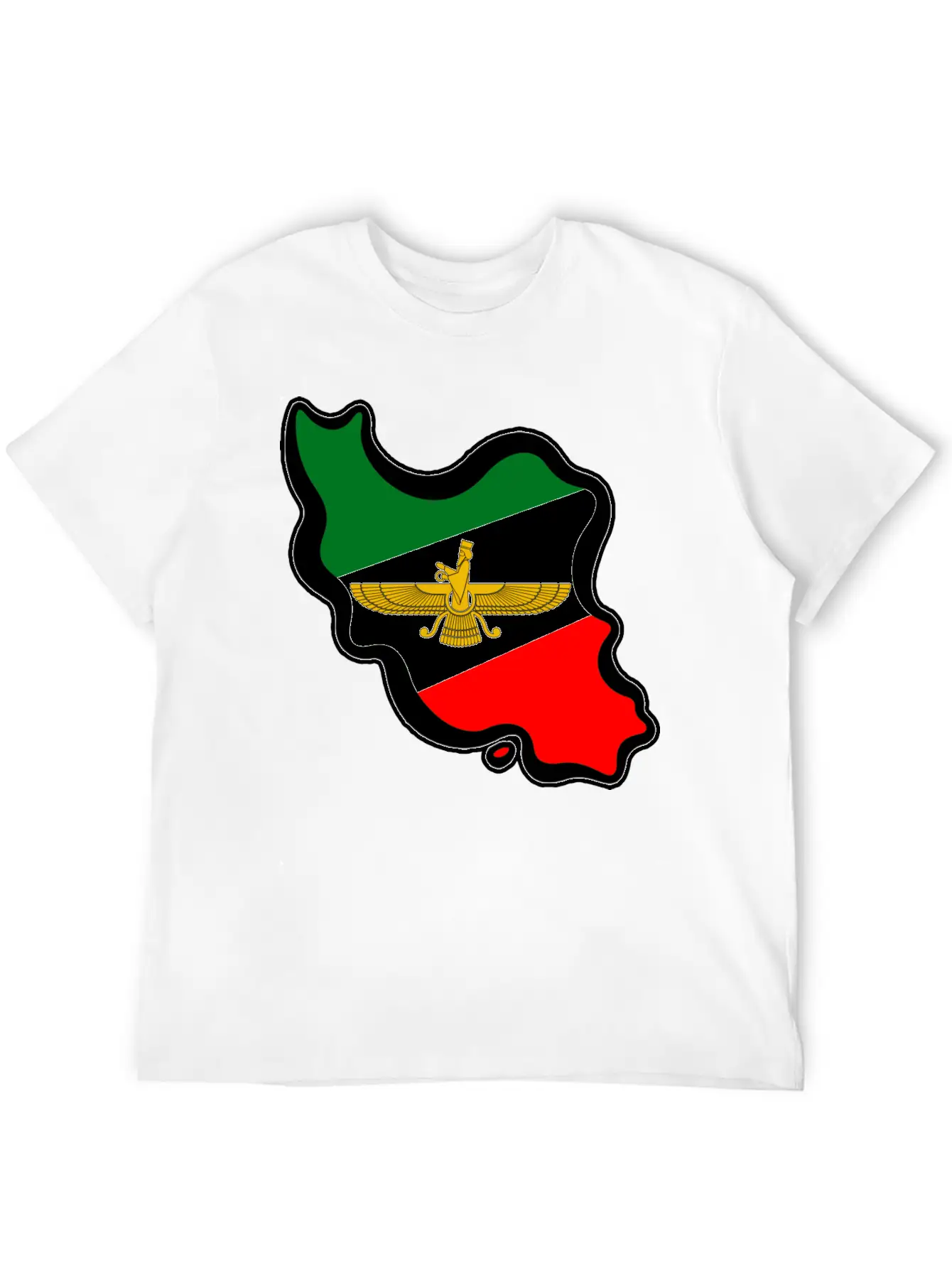 Iran Map Flag Farvahar Breathable Graphic T-Shirt – Perfect For Casual Days
