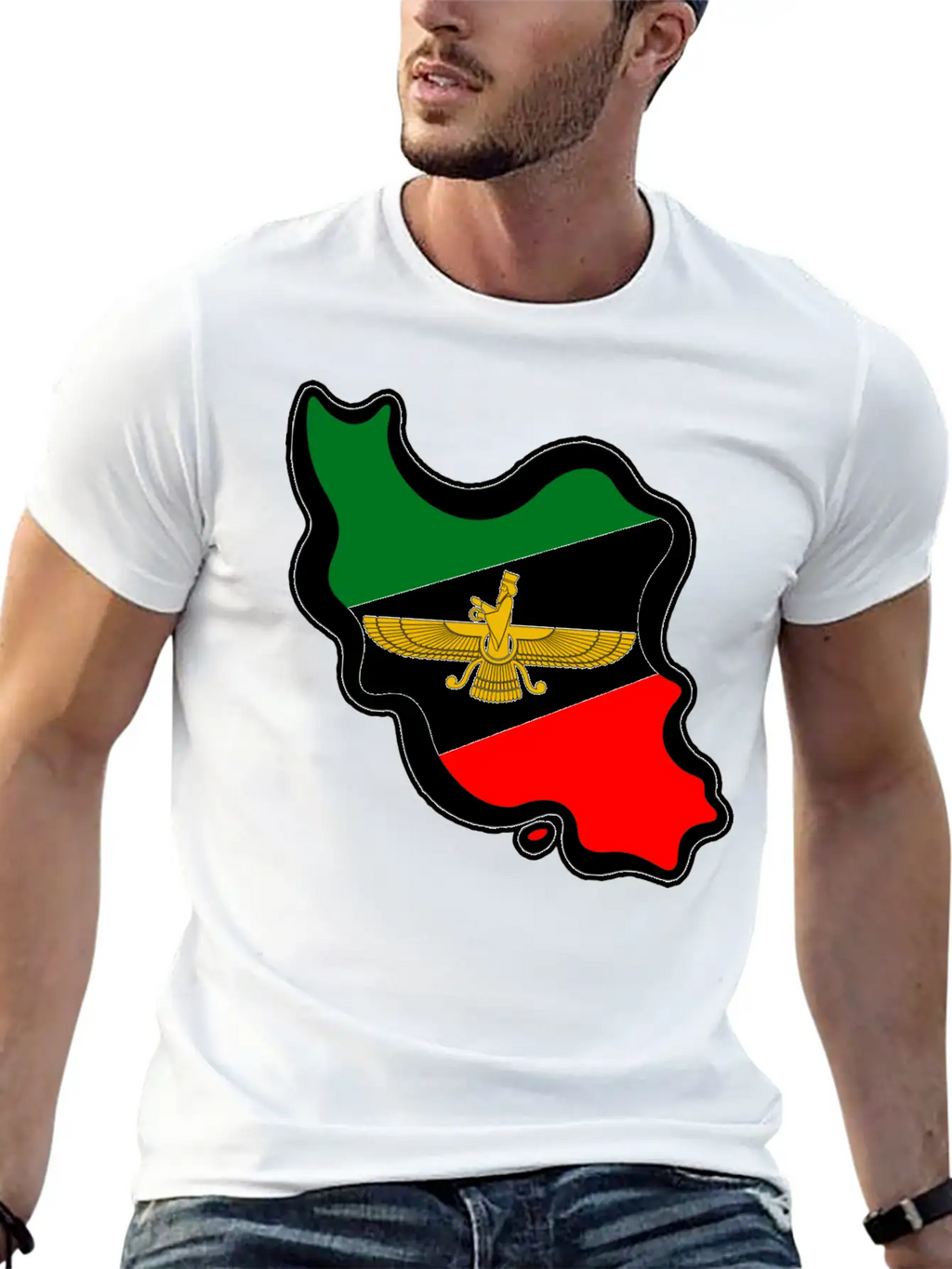 Iran Map Flag Farvahar Breathable Graphic T-Shirt – Perfect For Casual Days