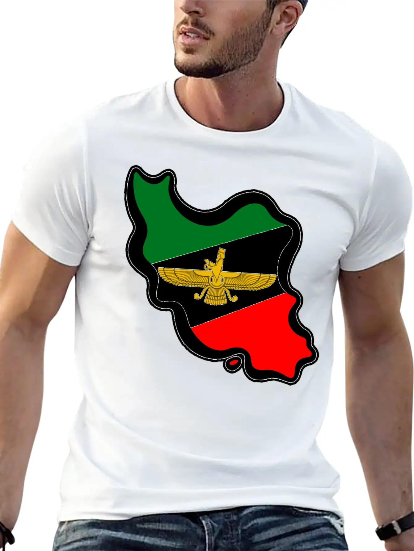 Iran Map Flag Farvahar Breathable Graphic T-Shirt – Perfect For Casual Days