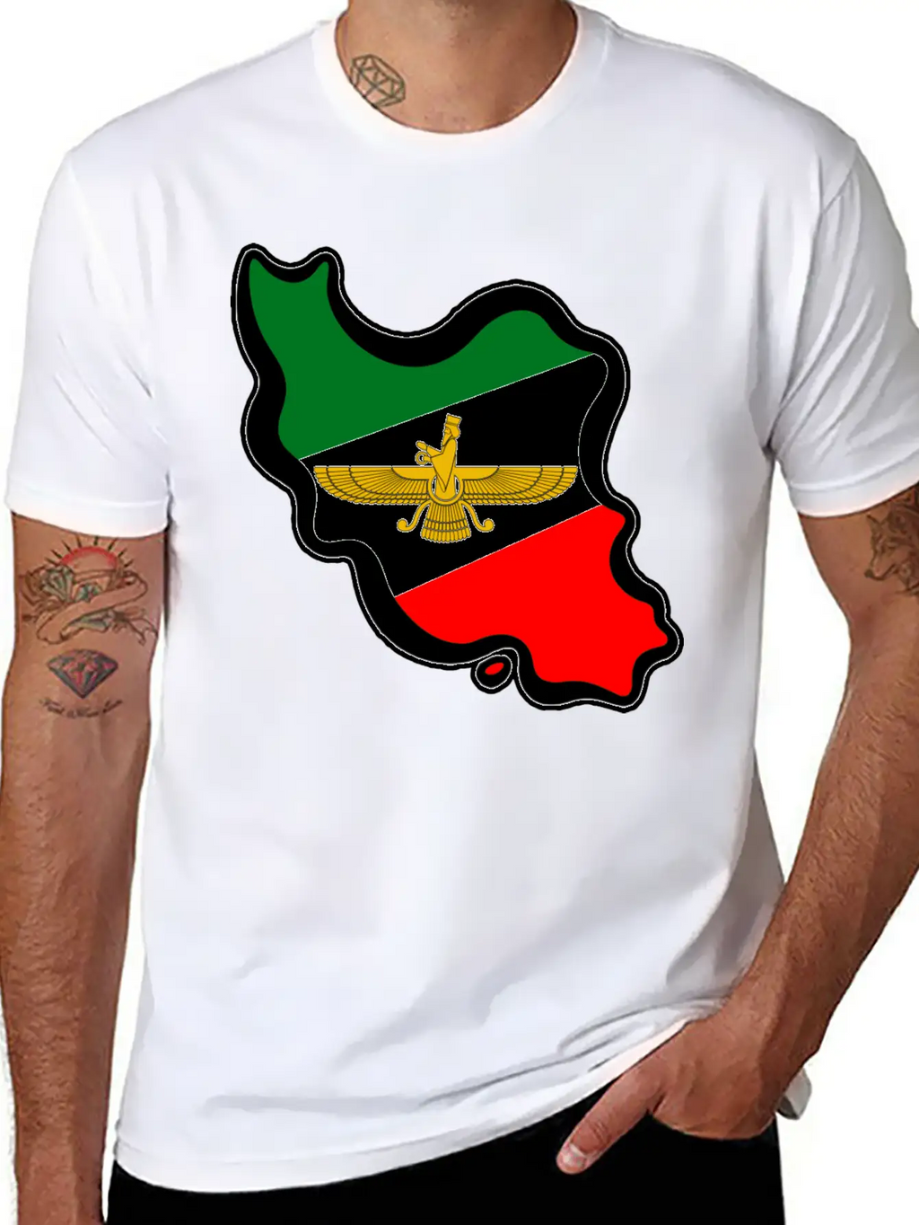 Iran Map Flag Farvahar Breathable Graphic T-Shirt – Perfect For Casual Days