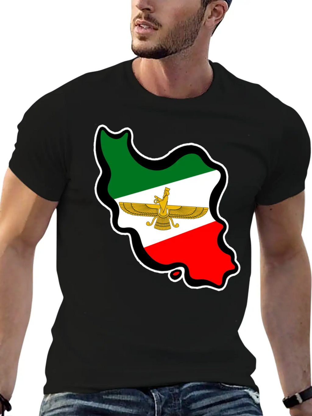 Iran Map Flag Farvahar Breathable Graphic T-Shirt – Perfect For Casual Days