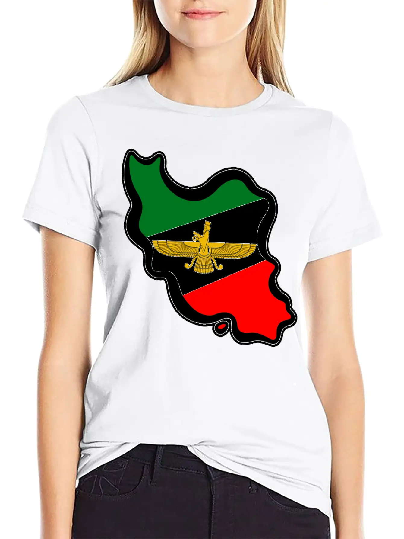 Iran Map Flag Farvahar Breathable Graphic T-Shirt – Perfect For Casual Days