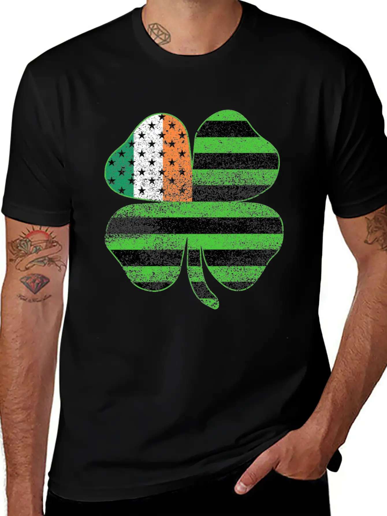 Irish American Flag Shamrock Clover St Patrick's Breathable Graphic T-Shirt – Perfect For Casual Days