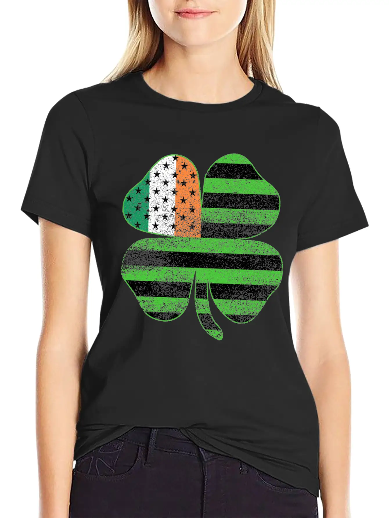 Irish American Flag Shamrock Clover St Patrick's Breathable Graphic T-Shirt – Perfect For Casual Days