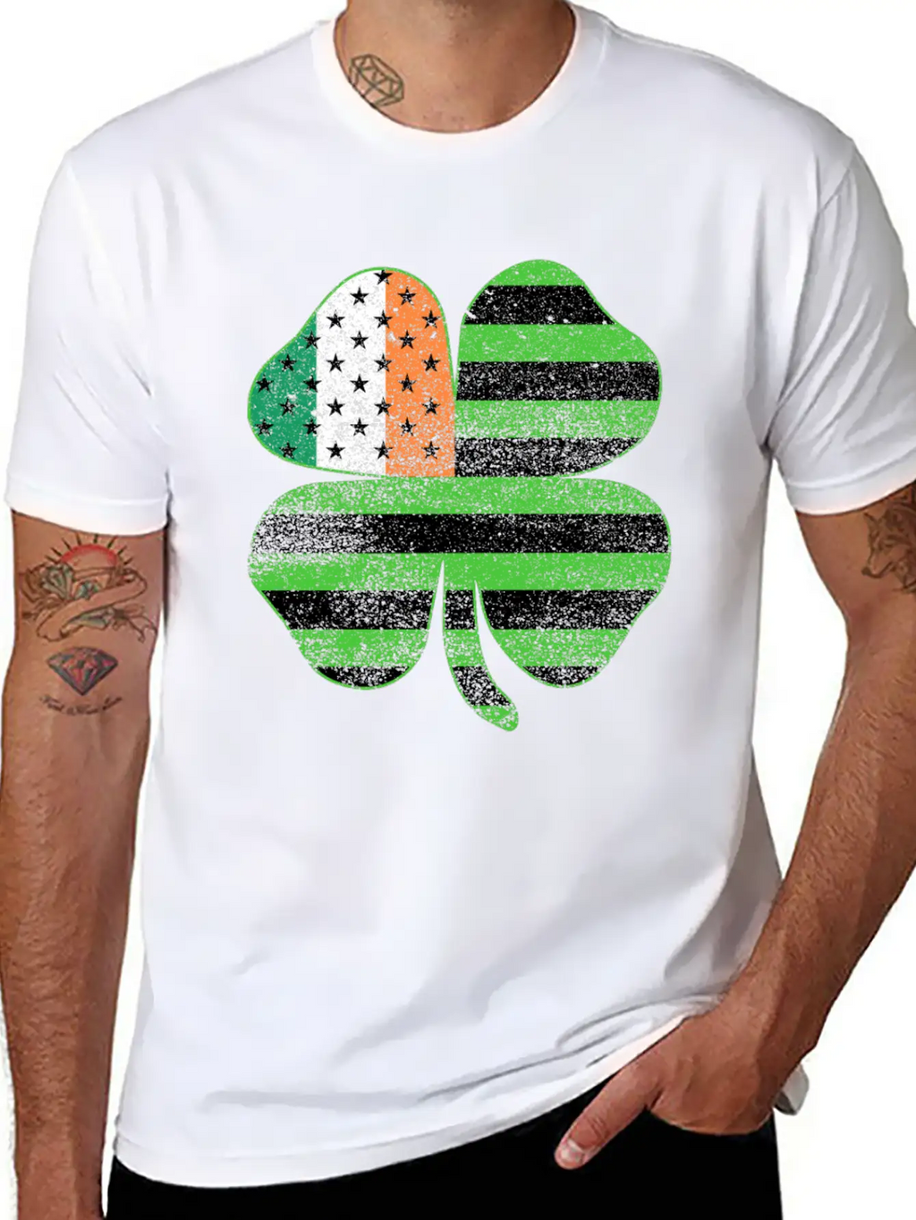 Irish American Flag Shamrock Clover St Patrick's Breathable Graphic T-Shirt – Perfect For Casual Days