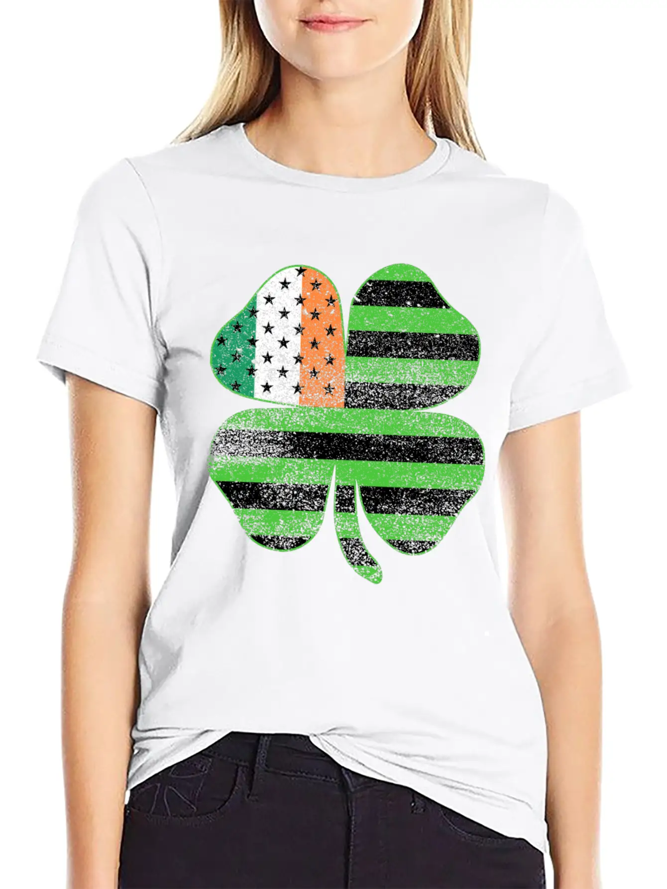 Irish American Flag Shamrock Clover St Patrick's Breathable Graphic T-Shirt – Perfect For Casual Days