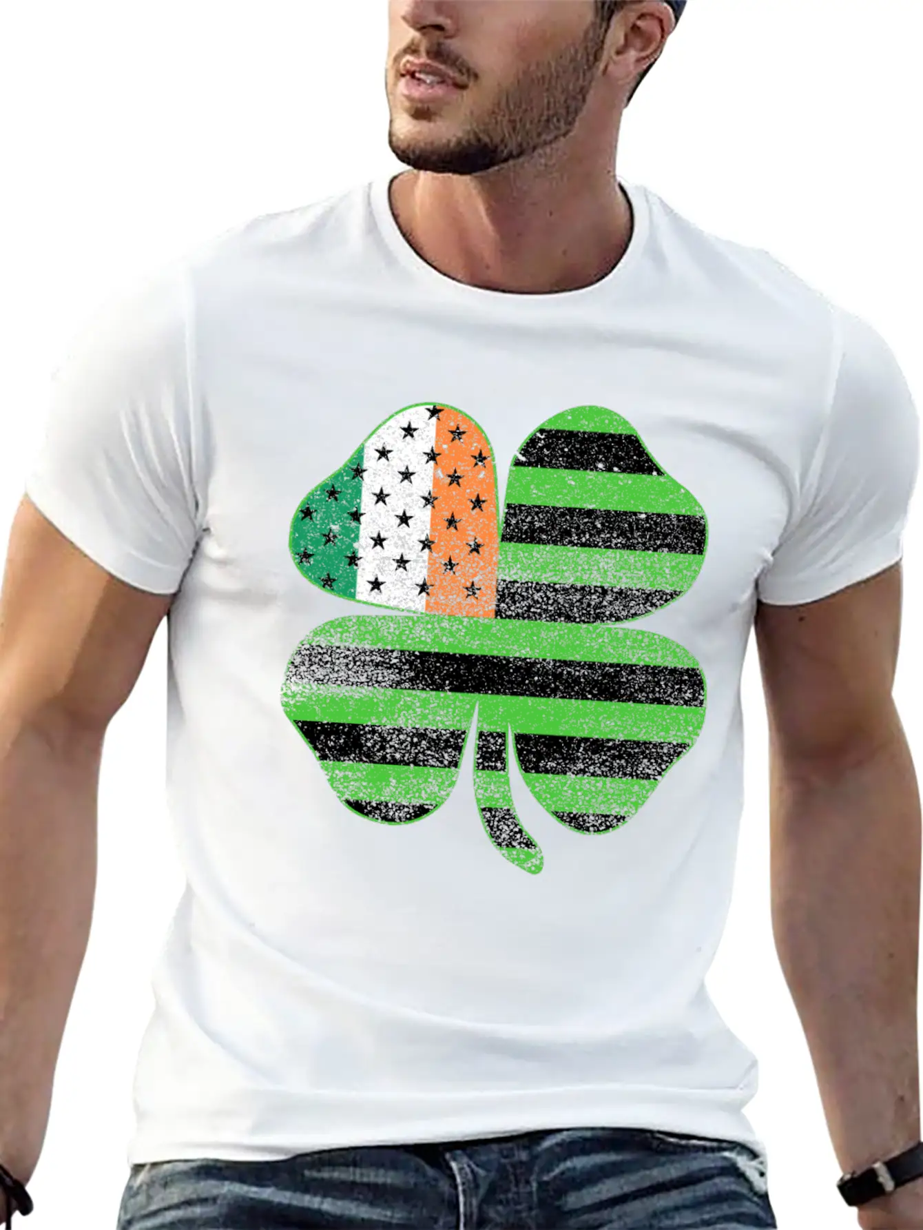 Irish American Flag Shamrock Clover St Patrick's Breathable Graphic T-Shirt – Perfect For Casual Days
