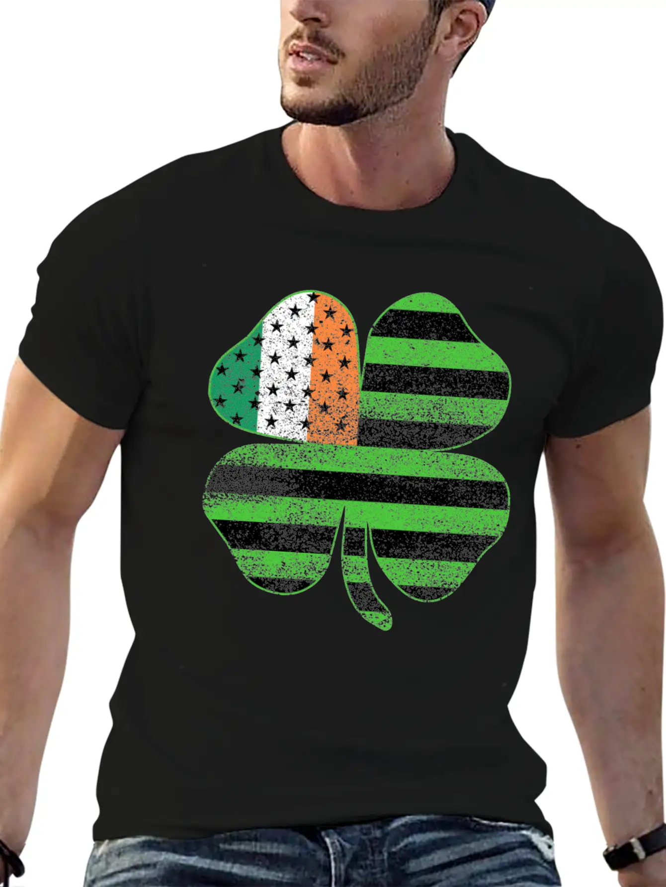 Irish American Flag Shamrock Clover St Patrick's Breathable Graphic T-Shirt – Perfect For Casual Days