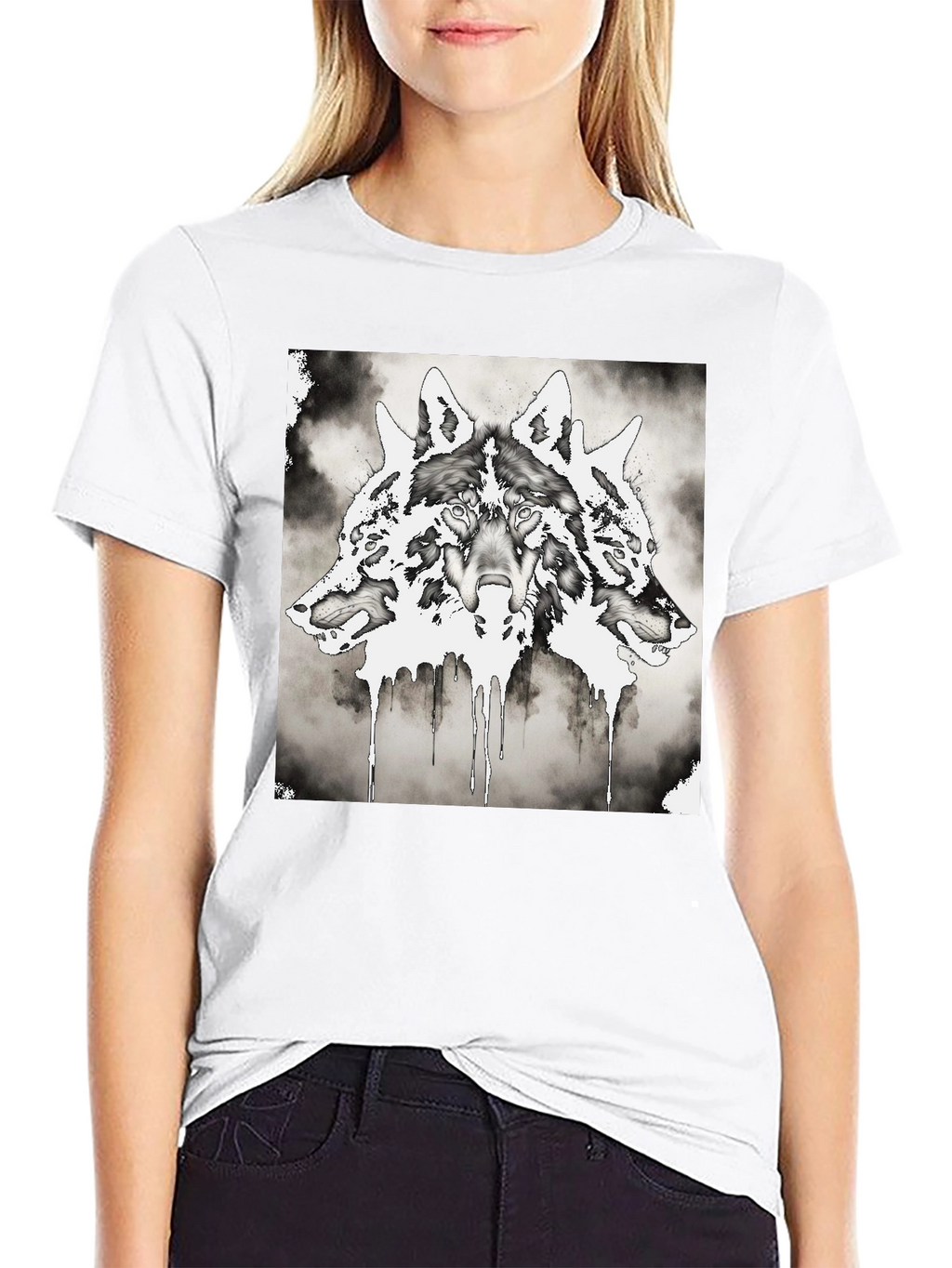 Three-Headed Wolf Graphic T-Shirt