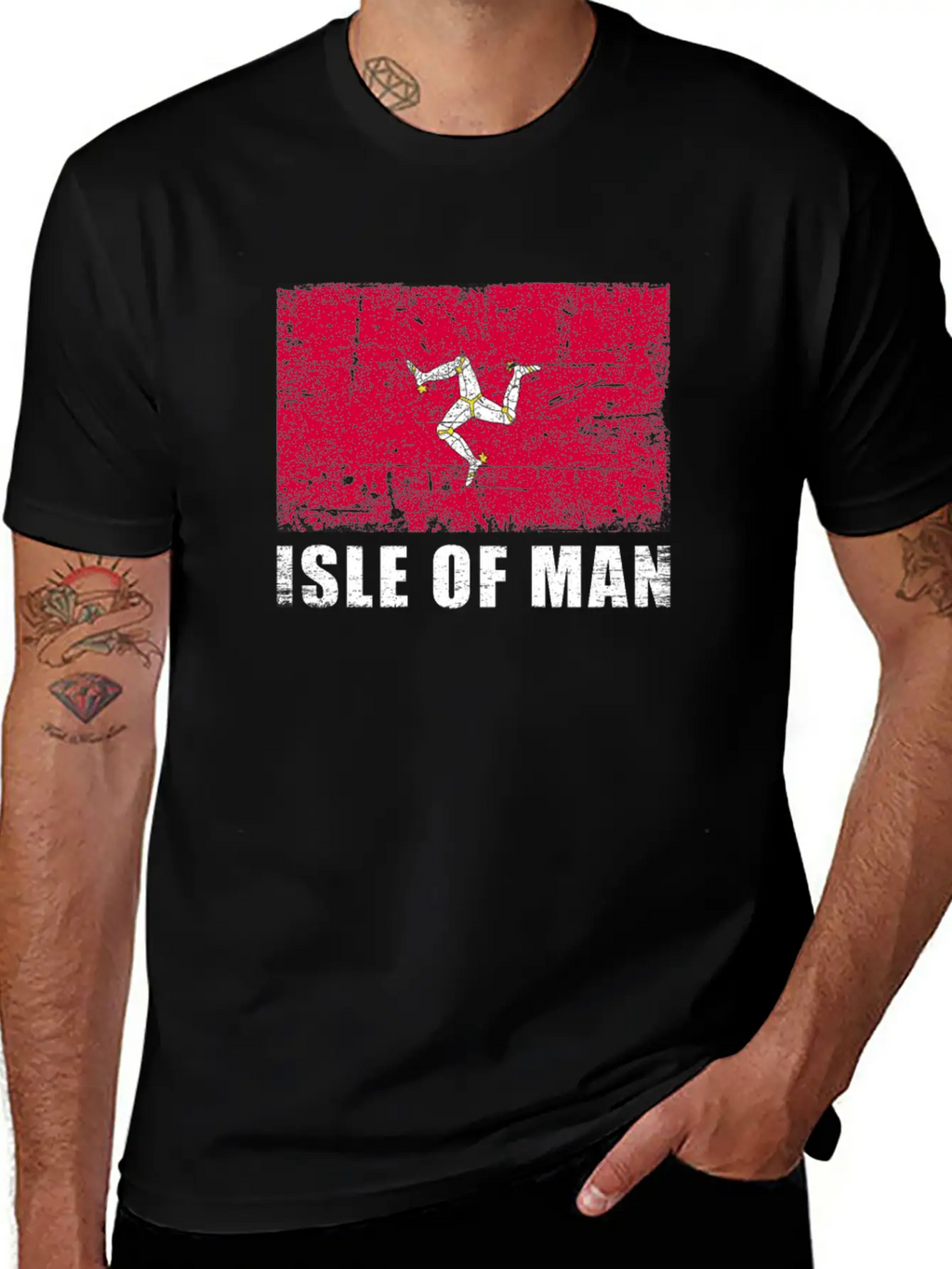 Isle Of Man Flag Grunge Country Flag Isle Of Man Breathable Soft Cotton T-Shirt – Timeless Casual Look