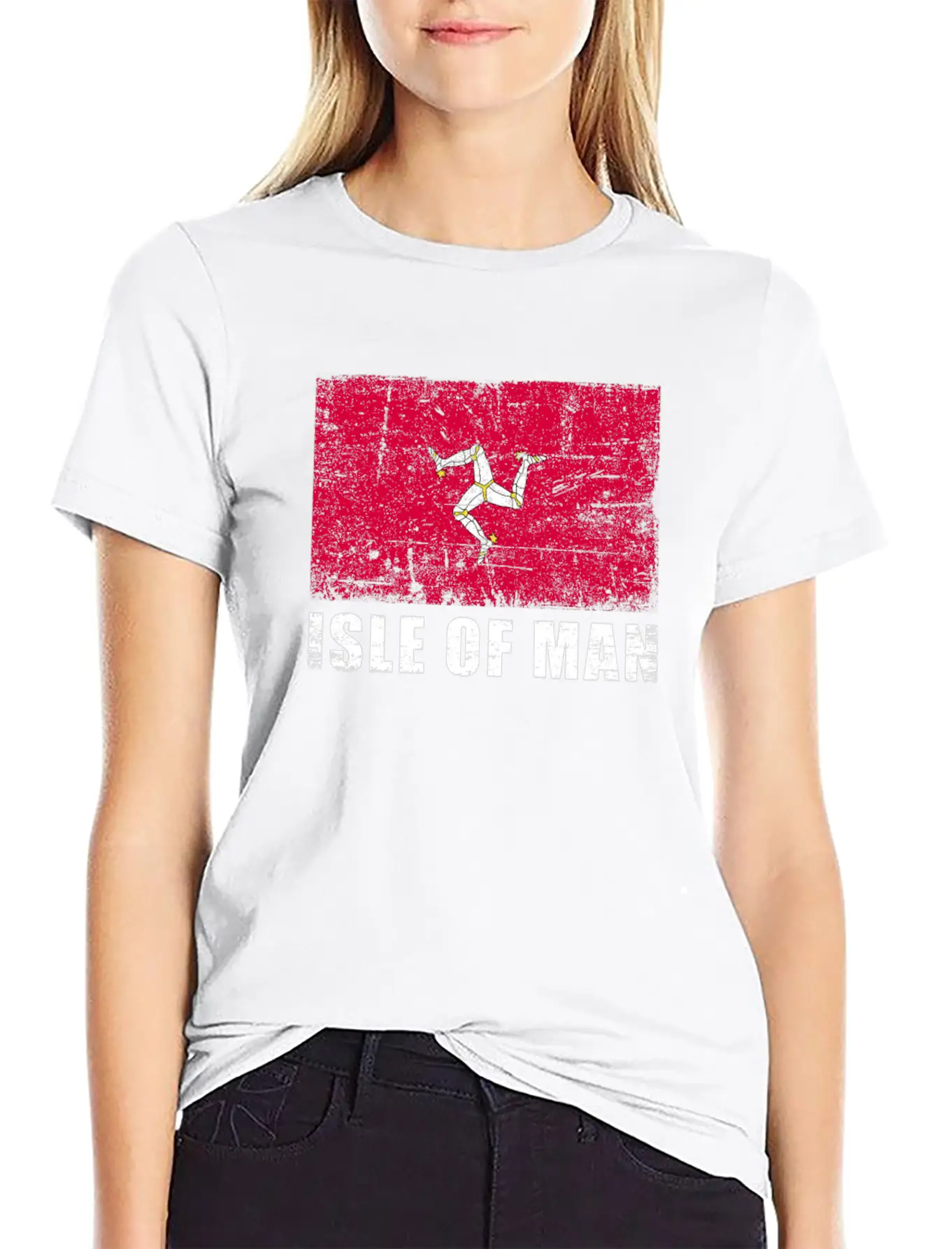 Isle Of Man Flag Grunge Country Flag Isle Of Man Breathable Soft Cotton T-Shirt – Timeless Casual Look
