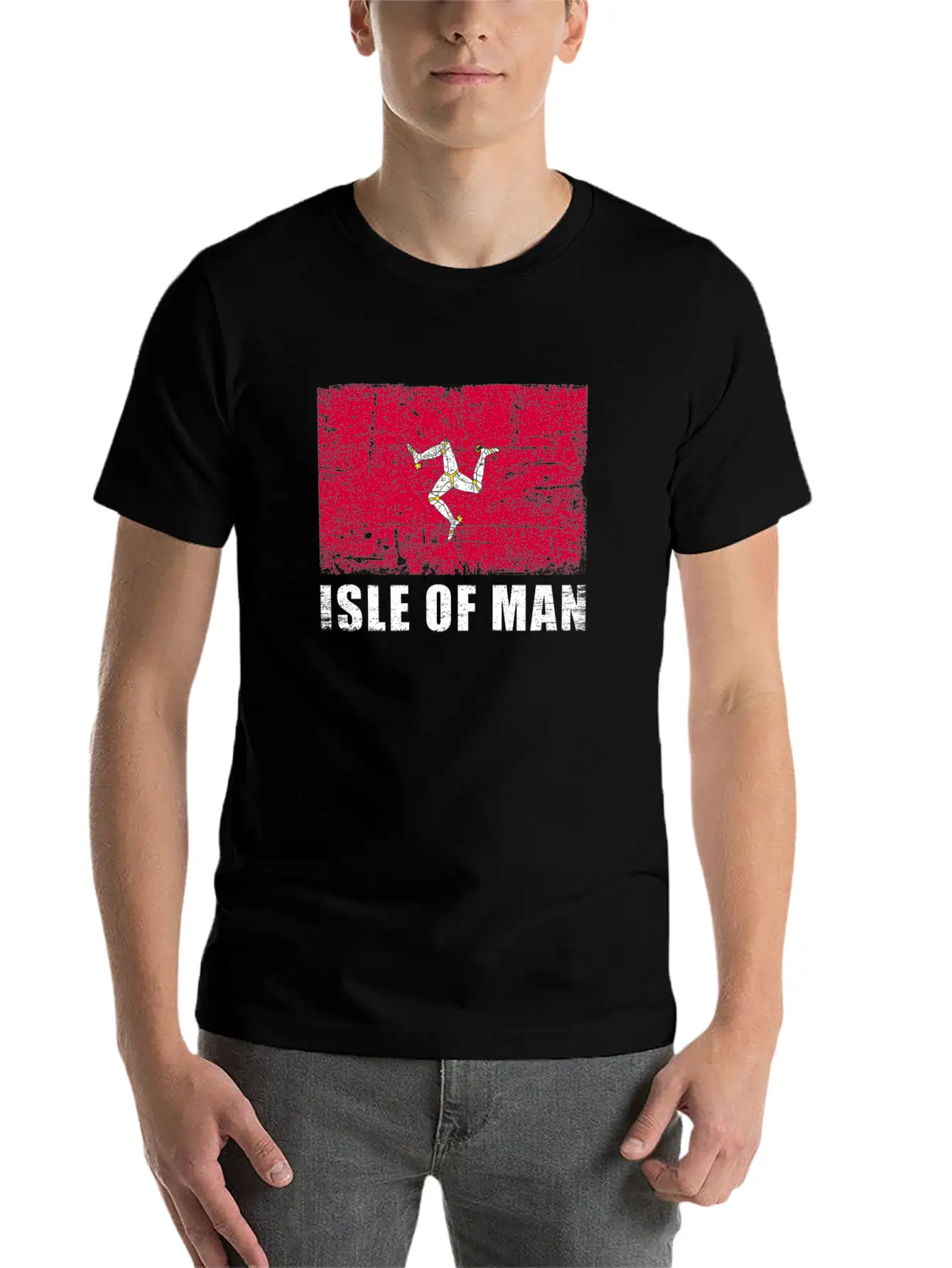 Isle Of Man Flag Grunge Country Flag Isle Of Man Breathable Soft Cotton T-Shirt – Timeless Casual Look