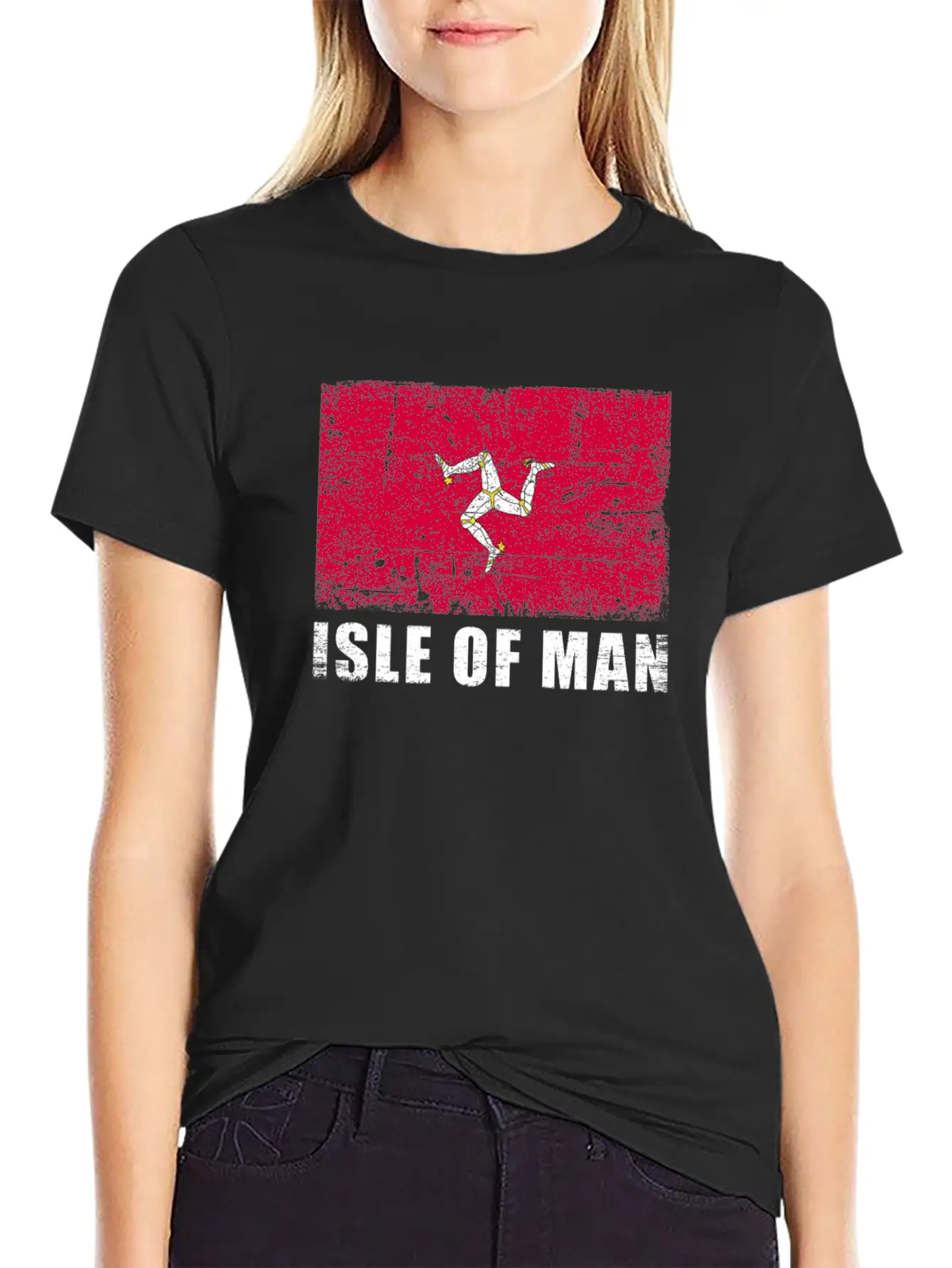 Isle Of Man Flag Grunge Country Flag Isle Of Man Breathable Soft Cotton T-Shirt – Timeless Casual Look