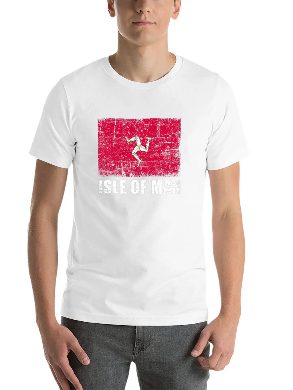 Isle Of Man Flag Grunge Country Flag Isle Of Man Breathable Soft Cotton T-Shirt – Timeless Casual Look