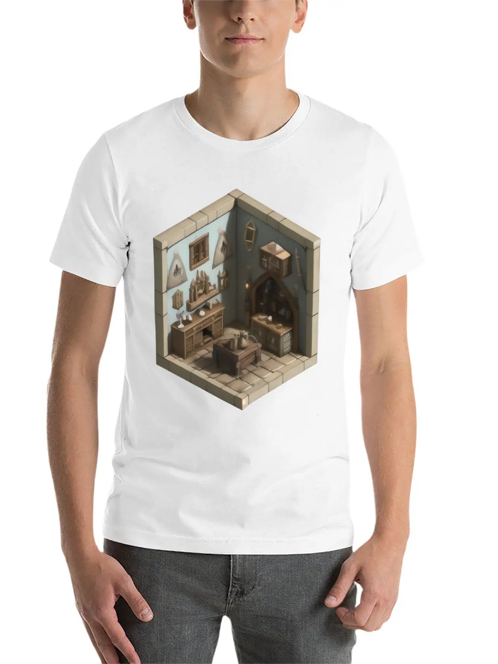 Isometric Living Room - Medieval Era Basic Graphic T-Shirt – Daily Comfort In Soft Cotton