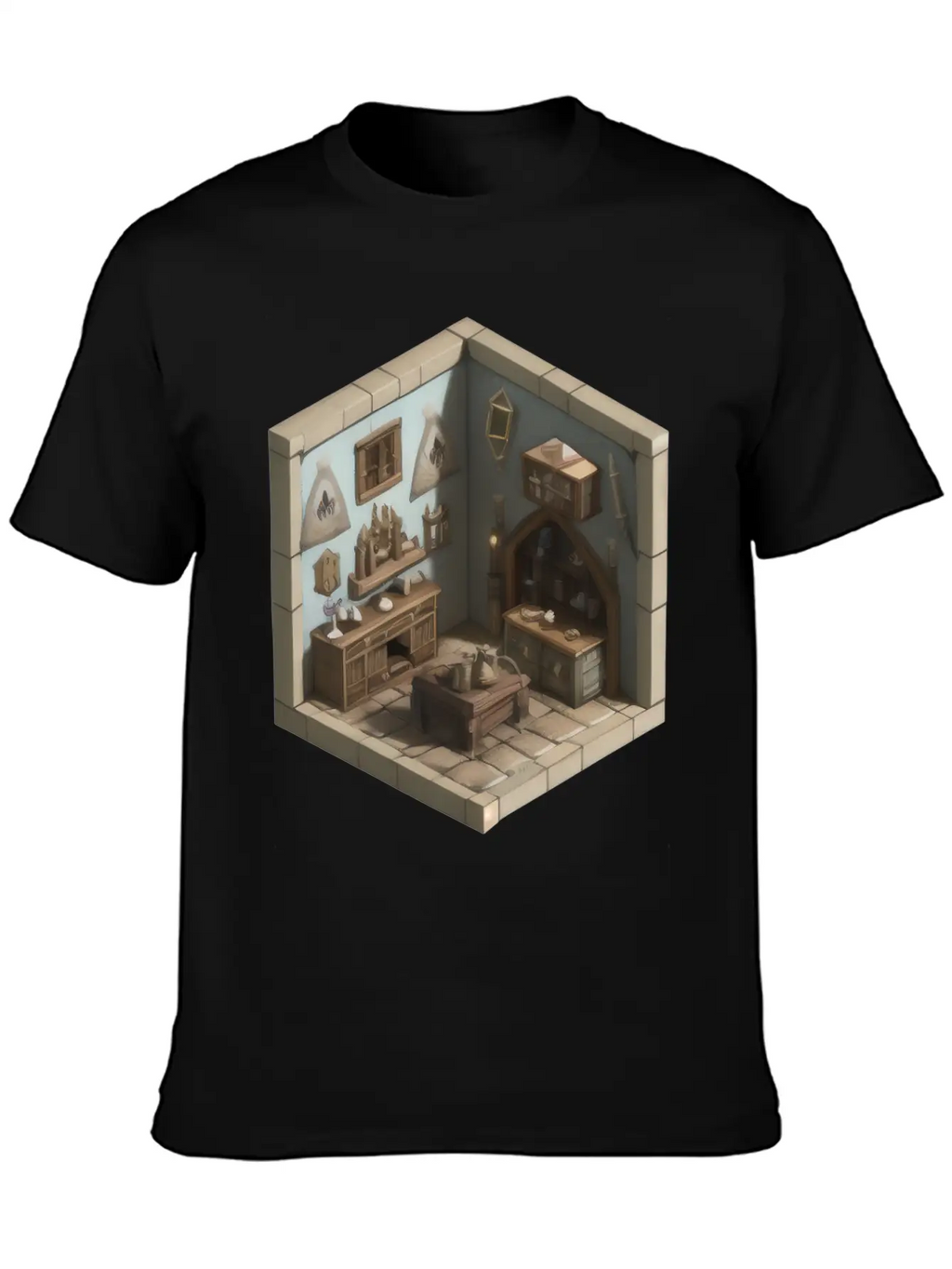 Isometric Living Room - Medieval Era Basic Graphic T-Shirt – Daily Comfort In Soft Cotton