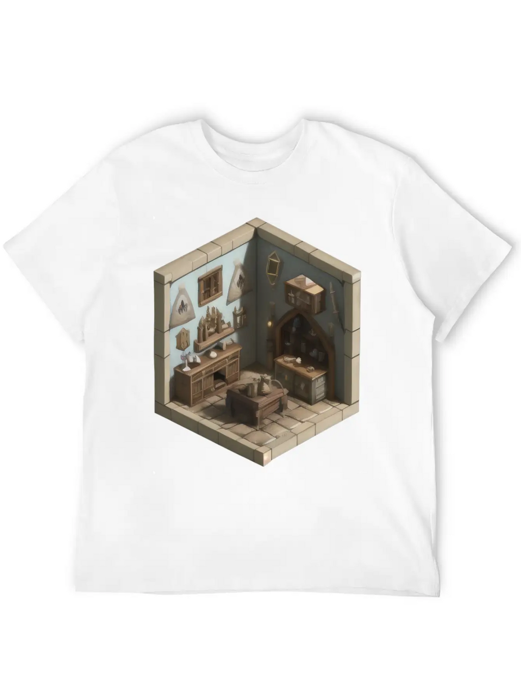 Isometric Living Room - Medieval Era Basic Graphic T-Shirt – Daily Comfort In Soft Cotton