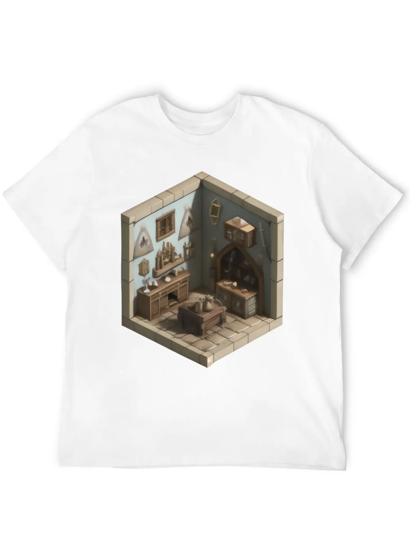 Isometric Living Room - Medieval Era Basic Graphic T-Shirt – Daily Comfort In Soft Cotton