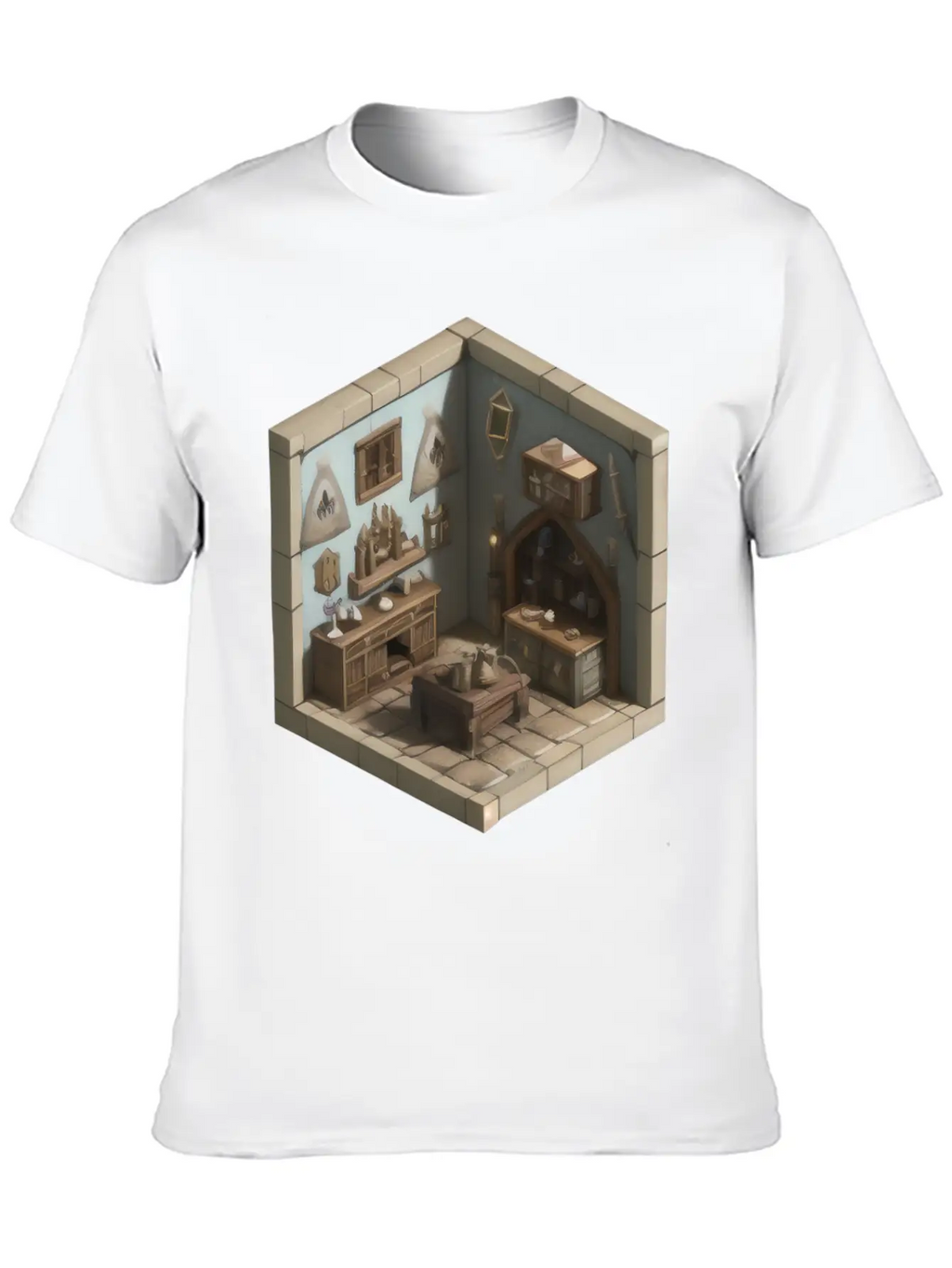 Isometric Living Room - Medieval Era Basic Graphic T-Shirt – Daily Comfort In Soft Cotton