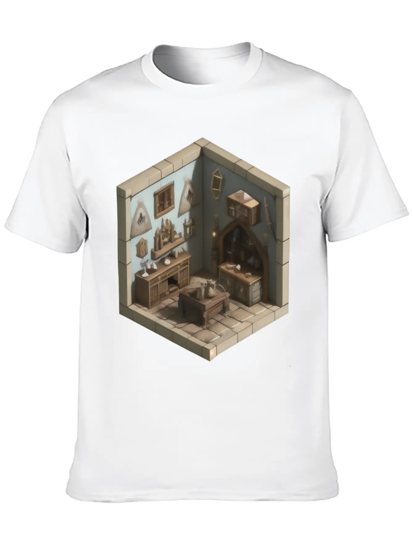 Isometric Living Room - Medieval Era Basic Graphic T-Shirt – Daily Comfort In Soft Cotton