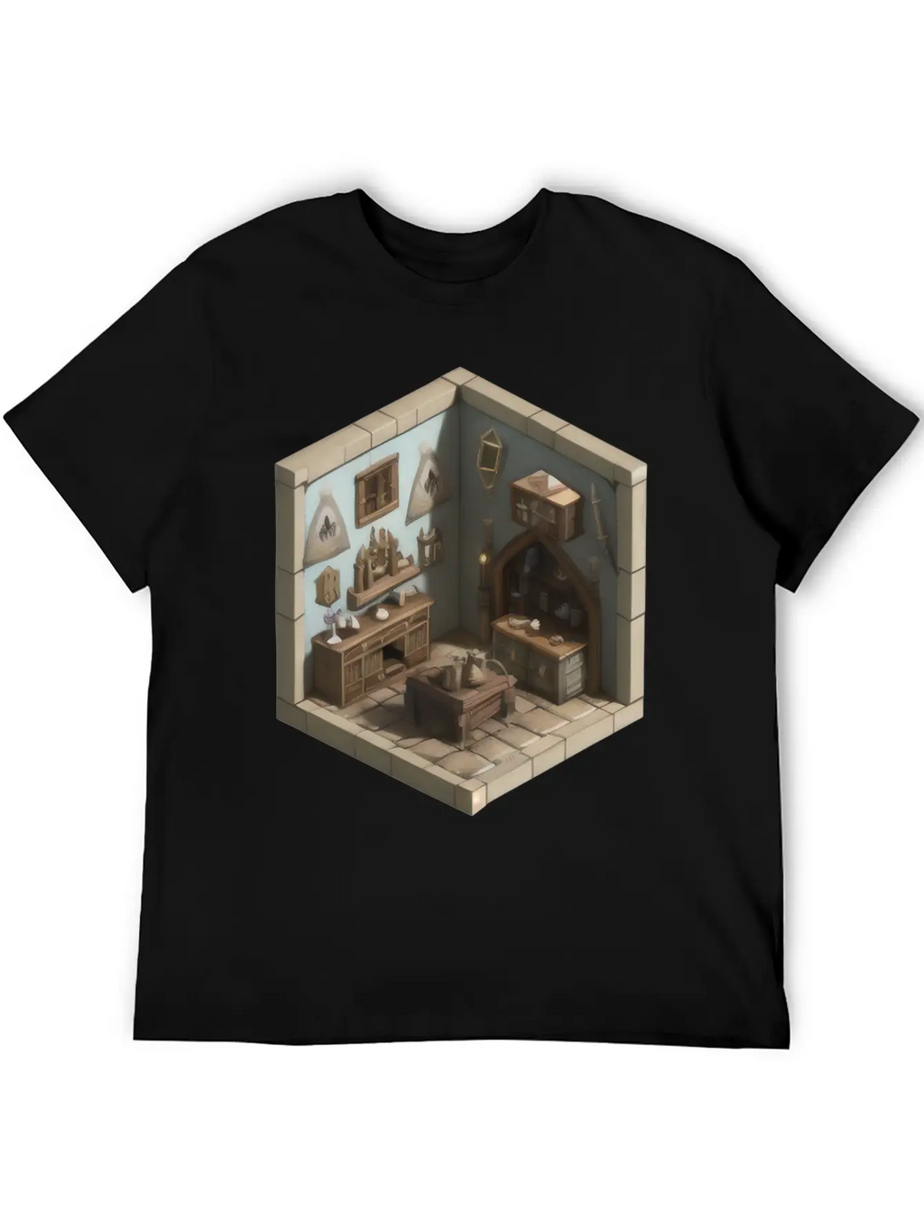 Isometric Living Room - Medieval Era Basic Graphic T-Shirt – Daily Comfort In Soft Cotton