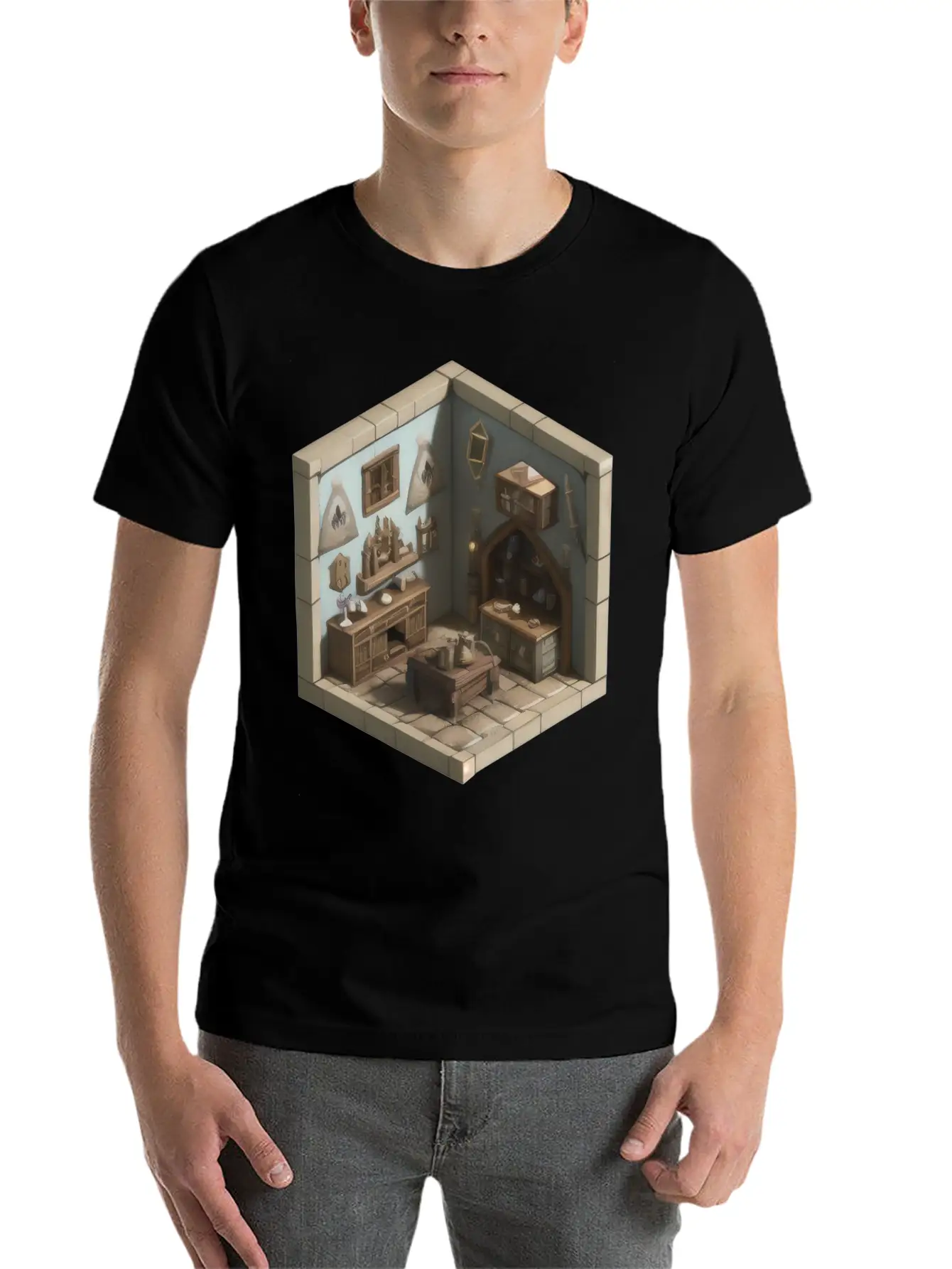 Isometric Living Room - Medieval Era Basic Graphic T-Shirt – Daily Comfort In Soft Cotton