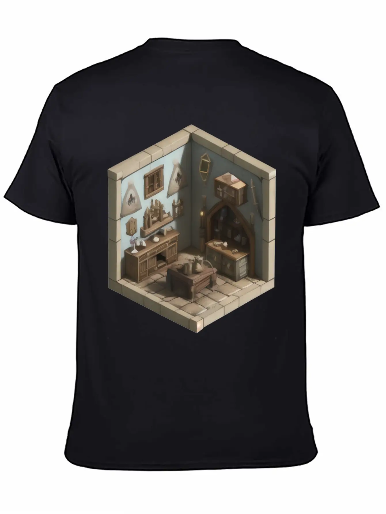 Isometric Living Room - Medieval Era Basic Graphic T-Shirt – Daily Comfort In Soft Cotton
