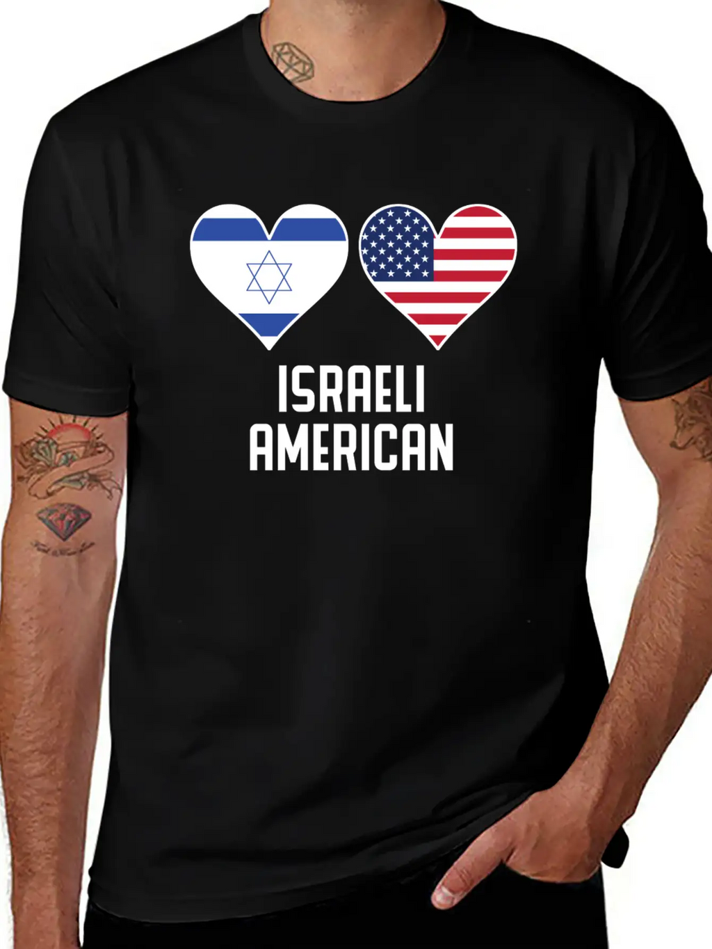 Israeli American Heart Flags Relaxed Everyday Tee – Lightweight And Durable Cotton