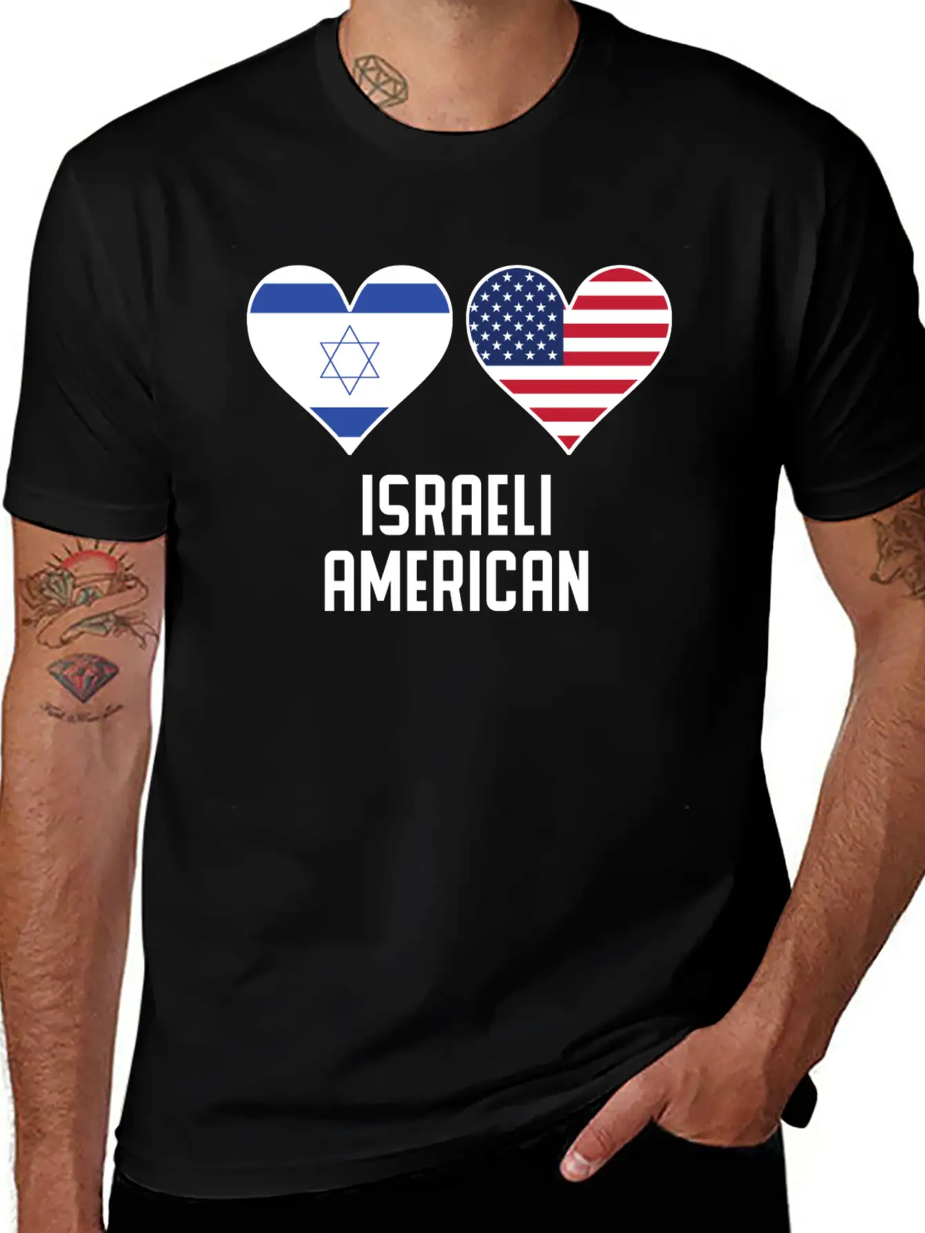 Israeli American Heart Flags Relaxed Everyday Tee – Lightweight And Durable Cotton