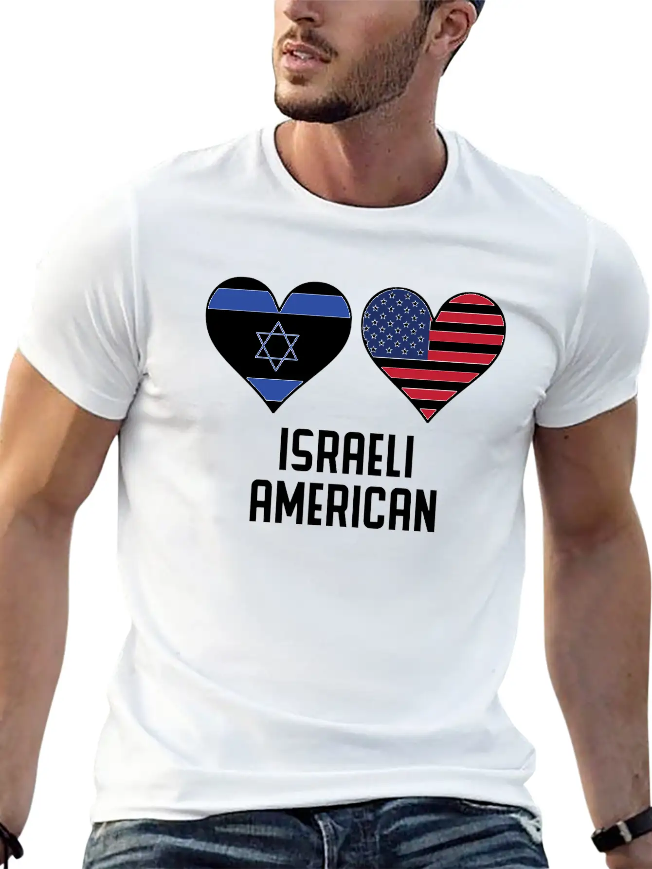 Israeli American Heart Flags Relaxed Everyday Tee – Lightweight And Durable Cotton