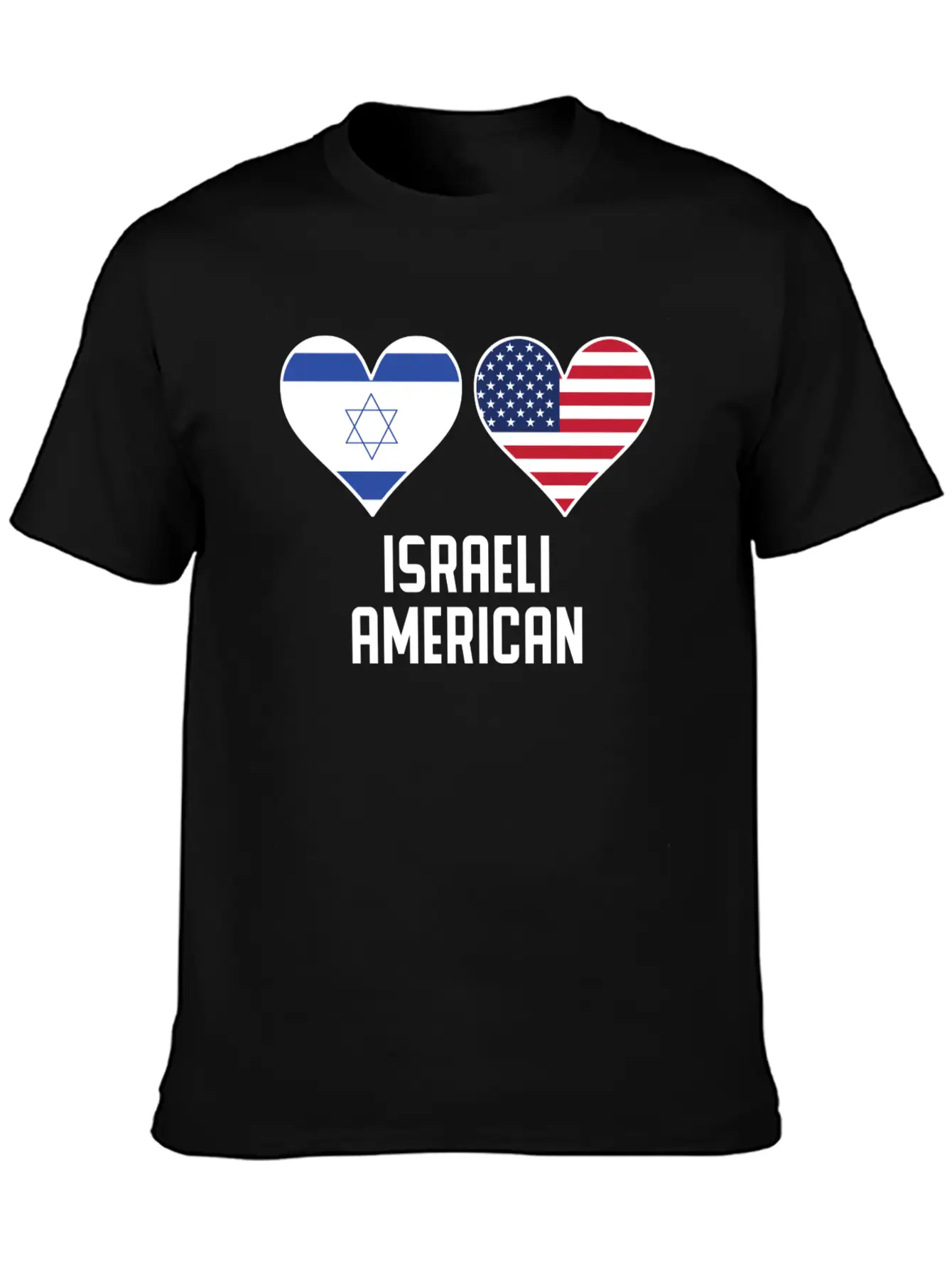 Israeli American Heart Flags Relaxed Everyday Tee – Lightweight And Durable Cotton