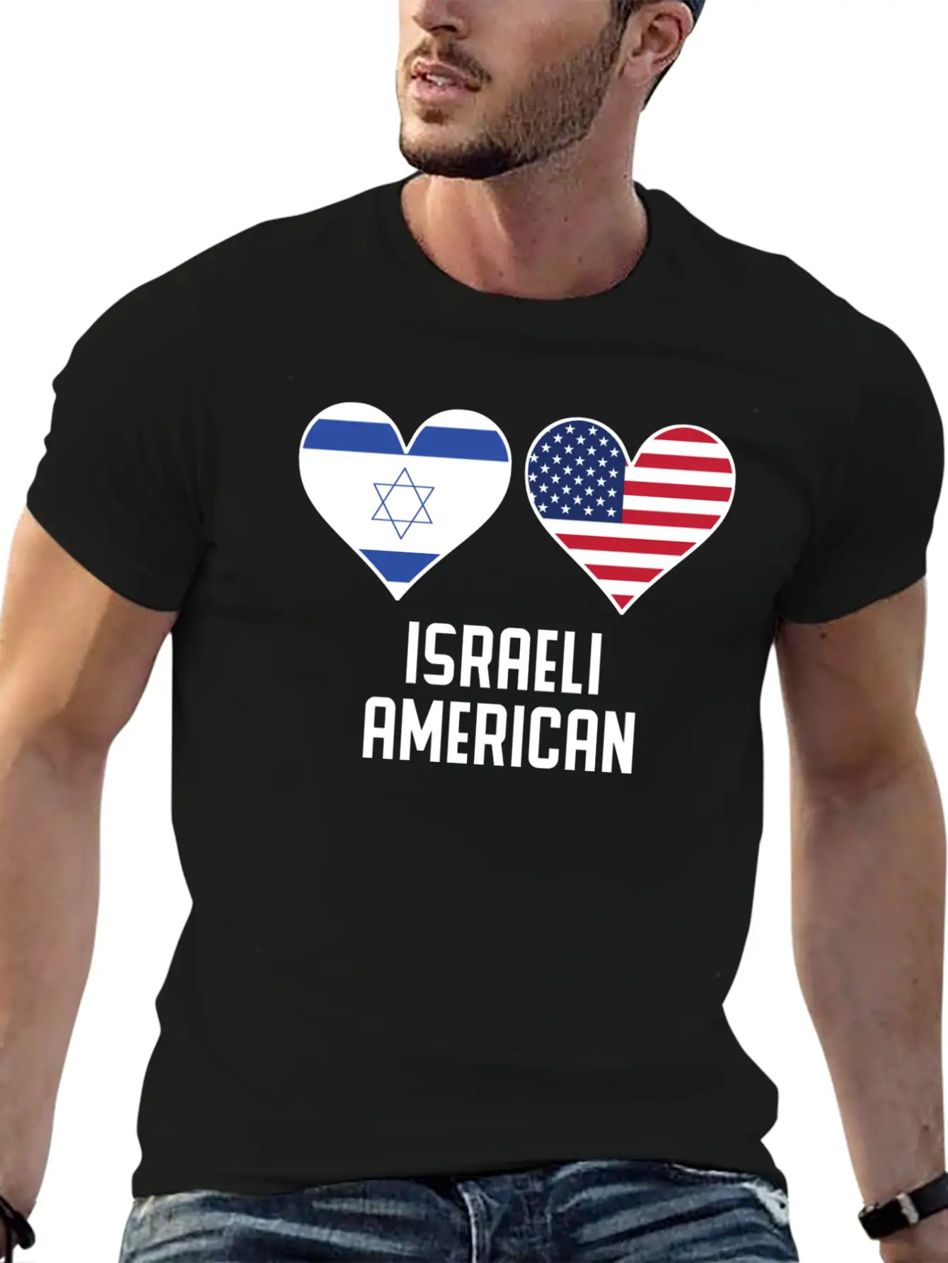 Israeli American Heart Flags Relaxed Everyday Tee – Lightweight And Durable Cotton