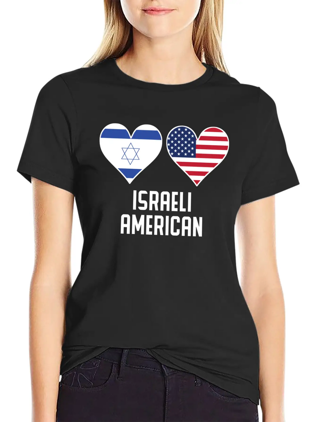 Israeli American Heart Flags Relaxed Everyday Tee – Lightweight And Durable Cotton