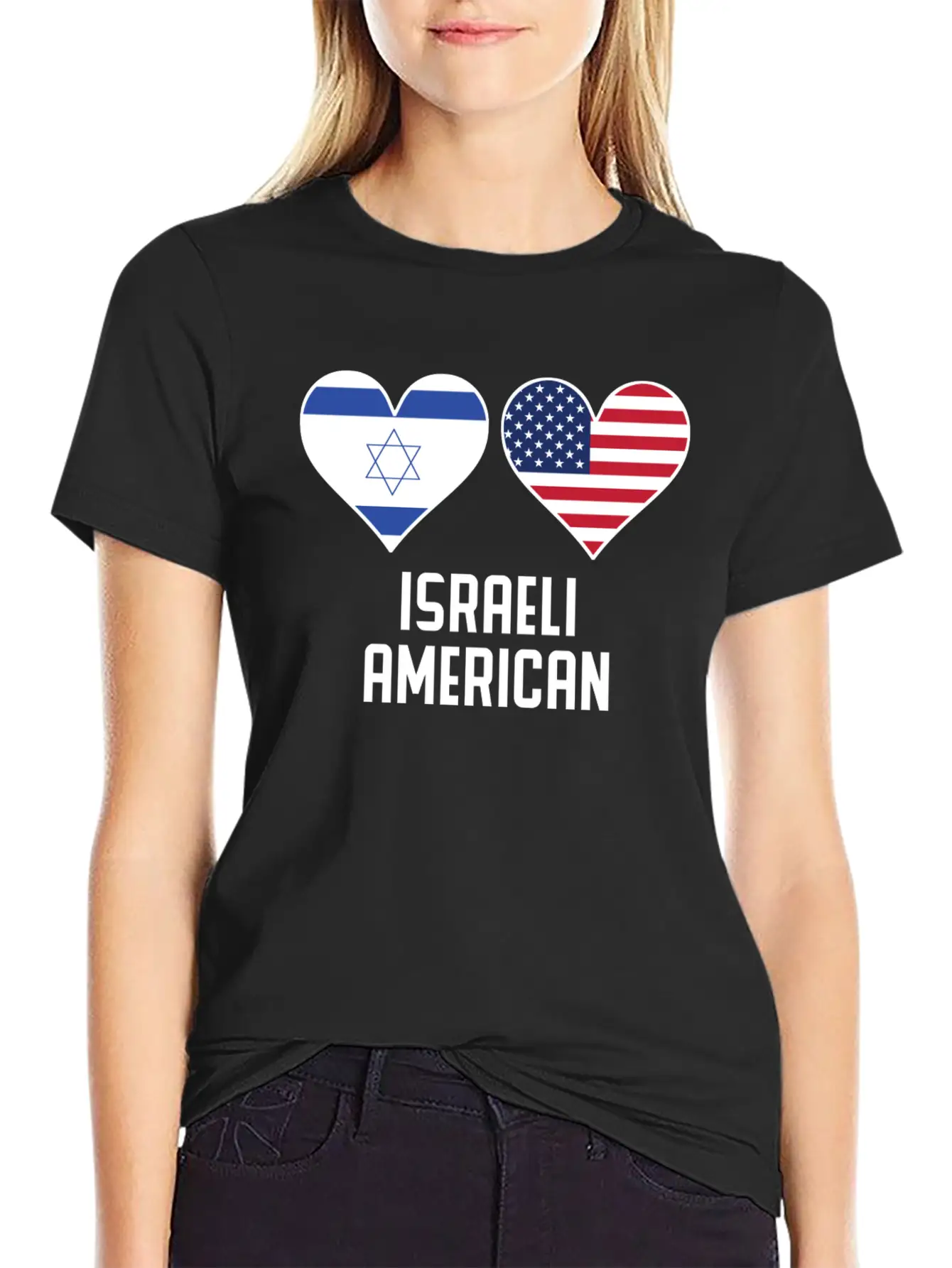 Israeli American Heart Flags Relaxed Everyday Tee – Lightweight And Durable Cotton