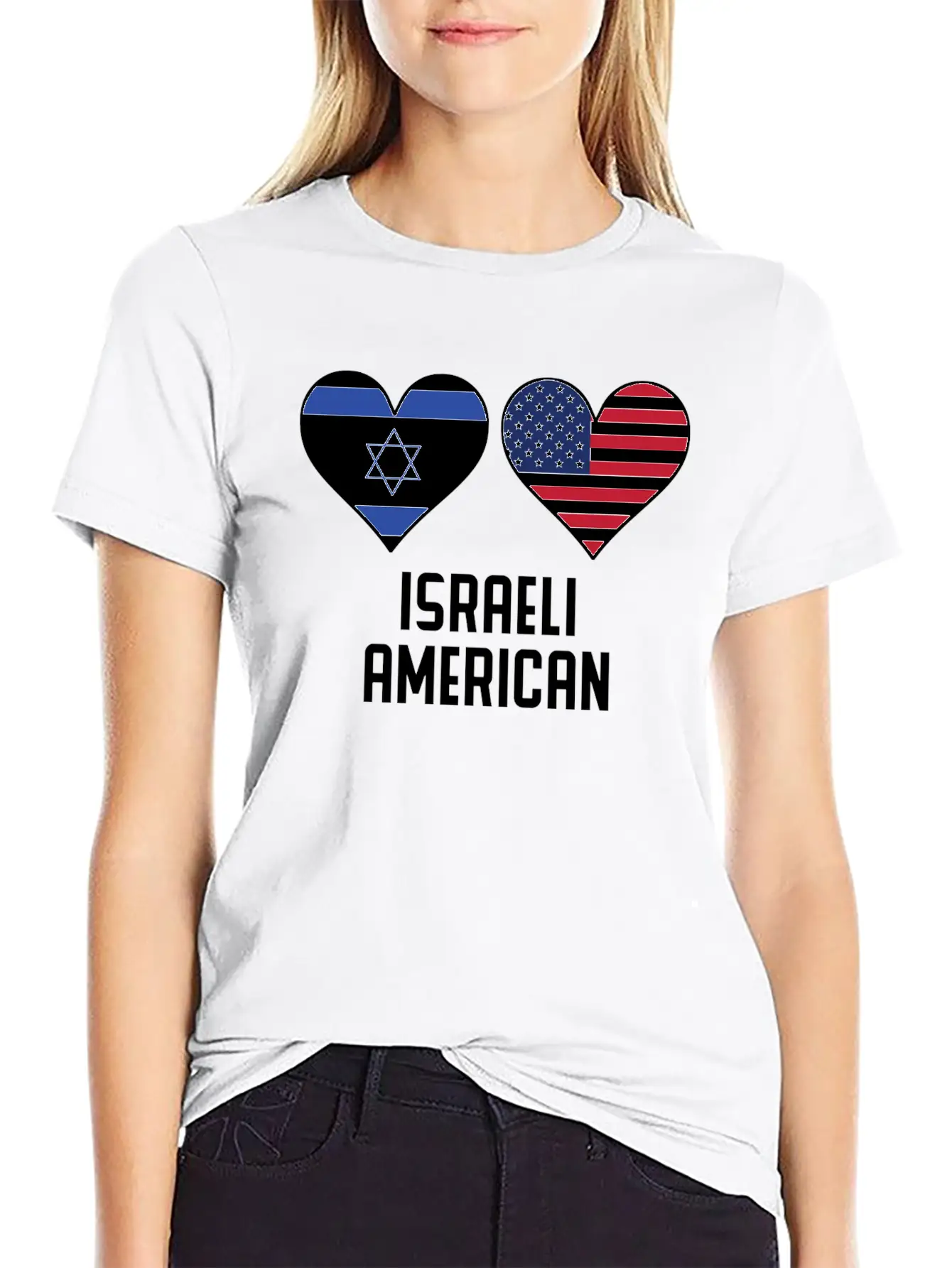 Israeli American Heart Flags Relaxed Everyday Tee – Lightweight And Durable Cotton