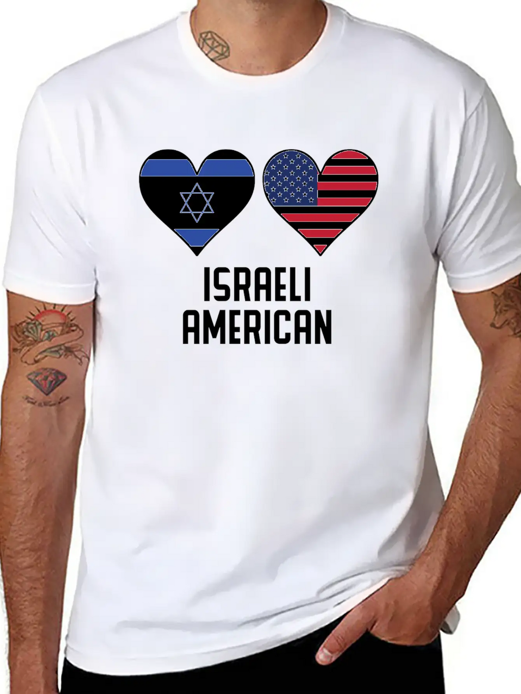 Israeli American Heart Flags Relaxed Everyday Tee – Lightweight And Durable Cotton