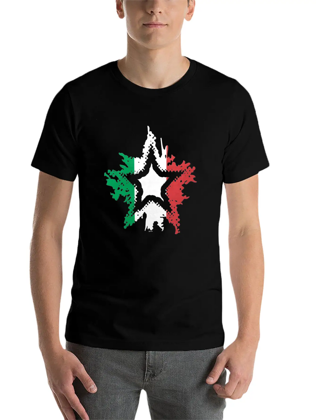Italian Flag Star Breathable Graphic T-Shirt – Perfect For Casual Days