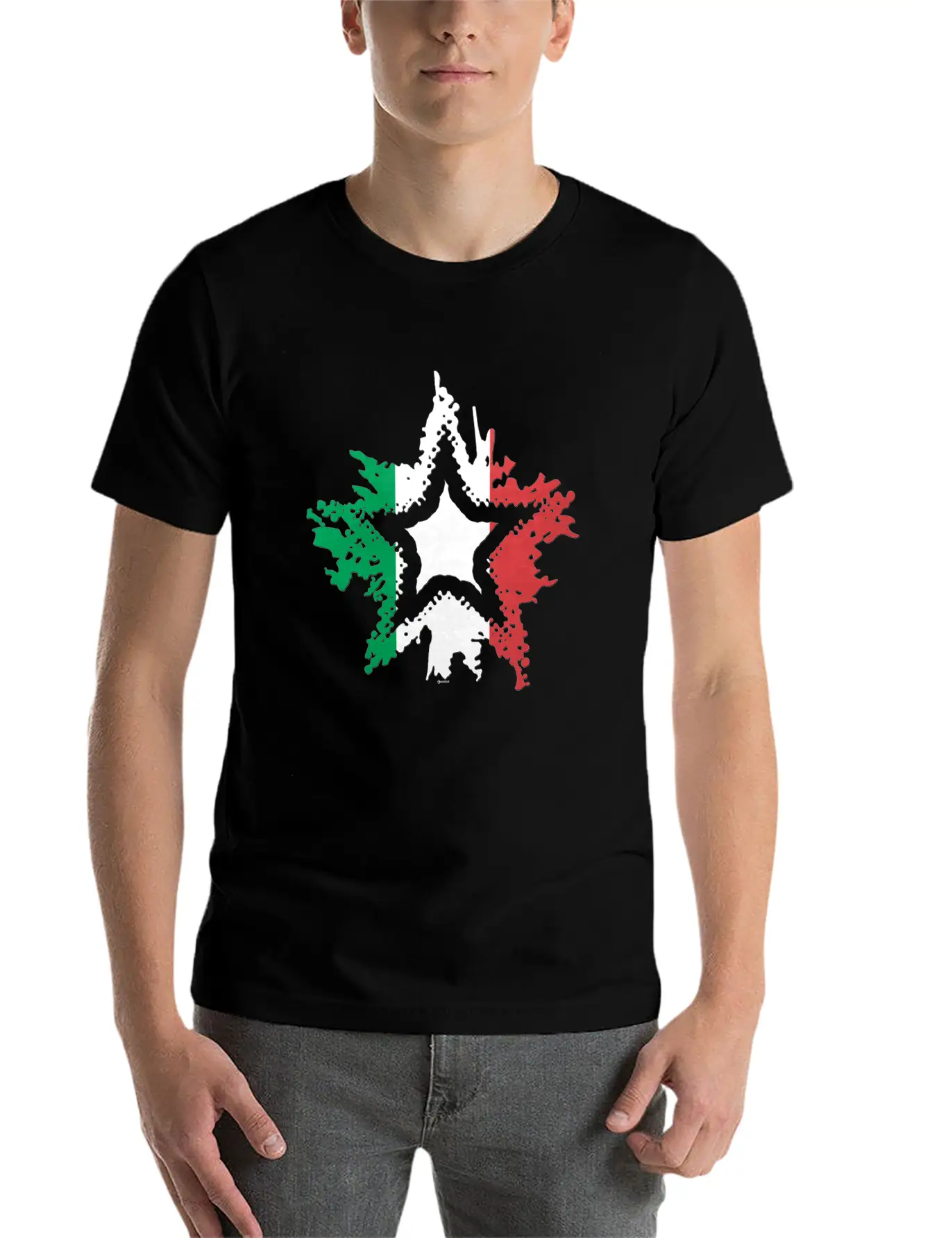 Italian Flag Star Breathable Graphic T-Shirt – Perfect For Casual Days