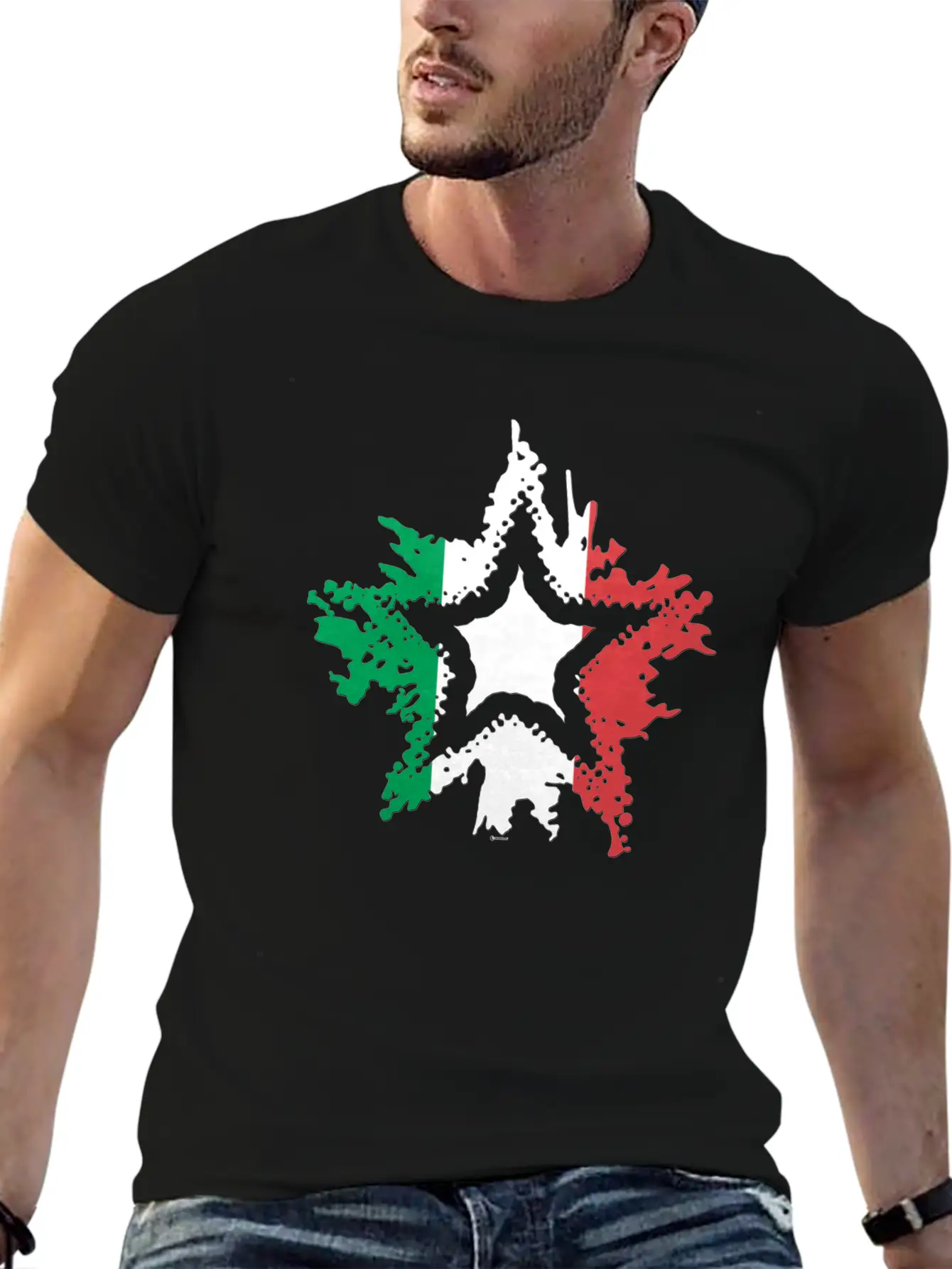 Italian Flag Star Breathable Graphic T-Shirt – Perfect For Casual Days