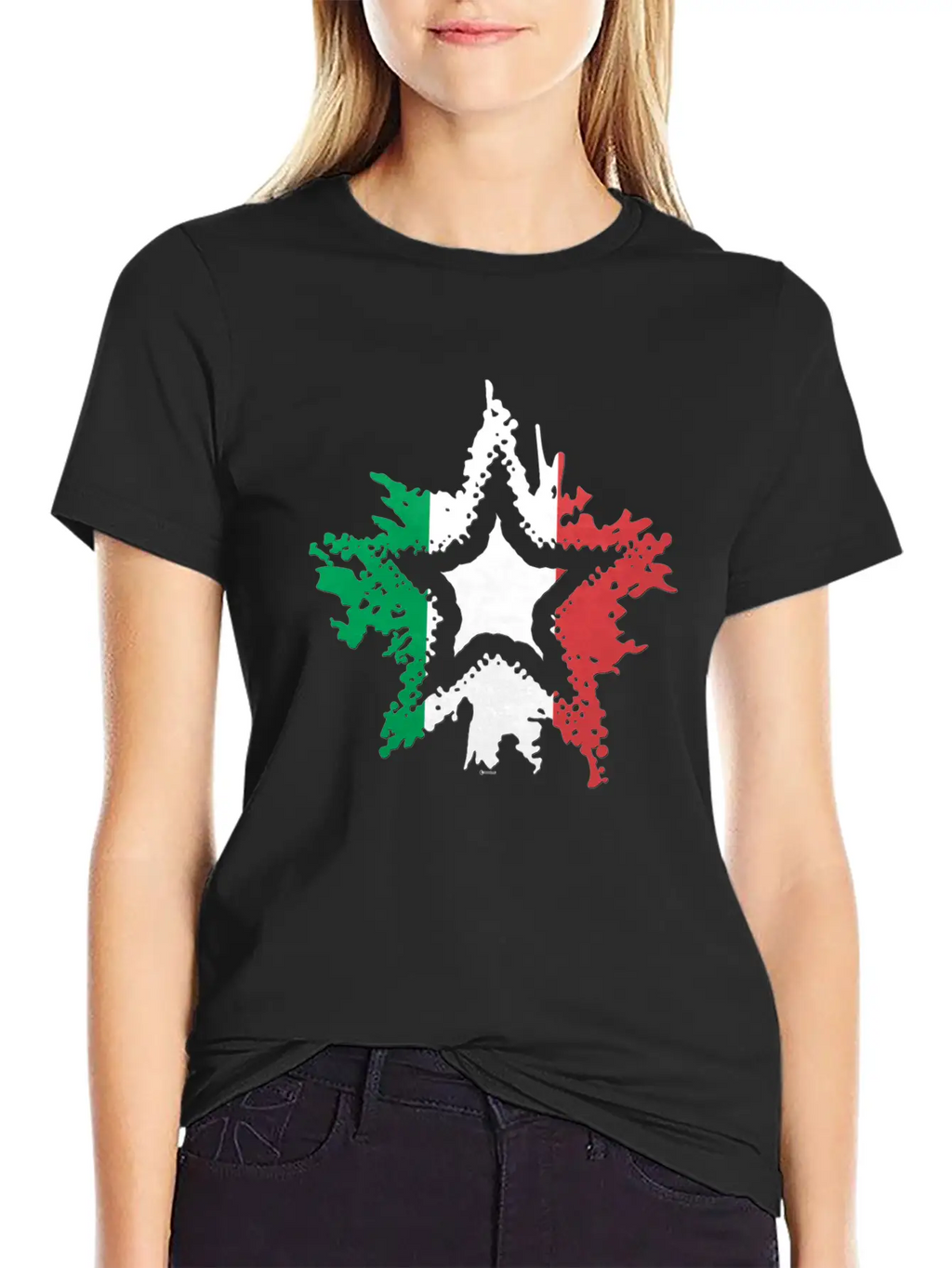 Italian Flag Star Breathable Graphic T-Shirt – Perfect For Casual Days