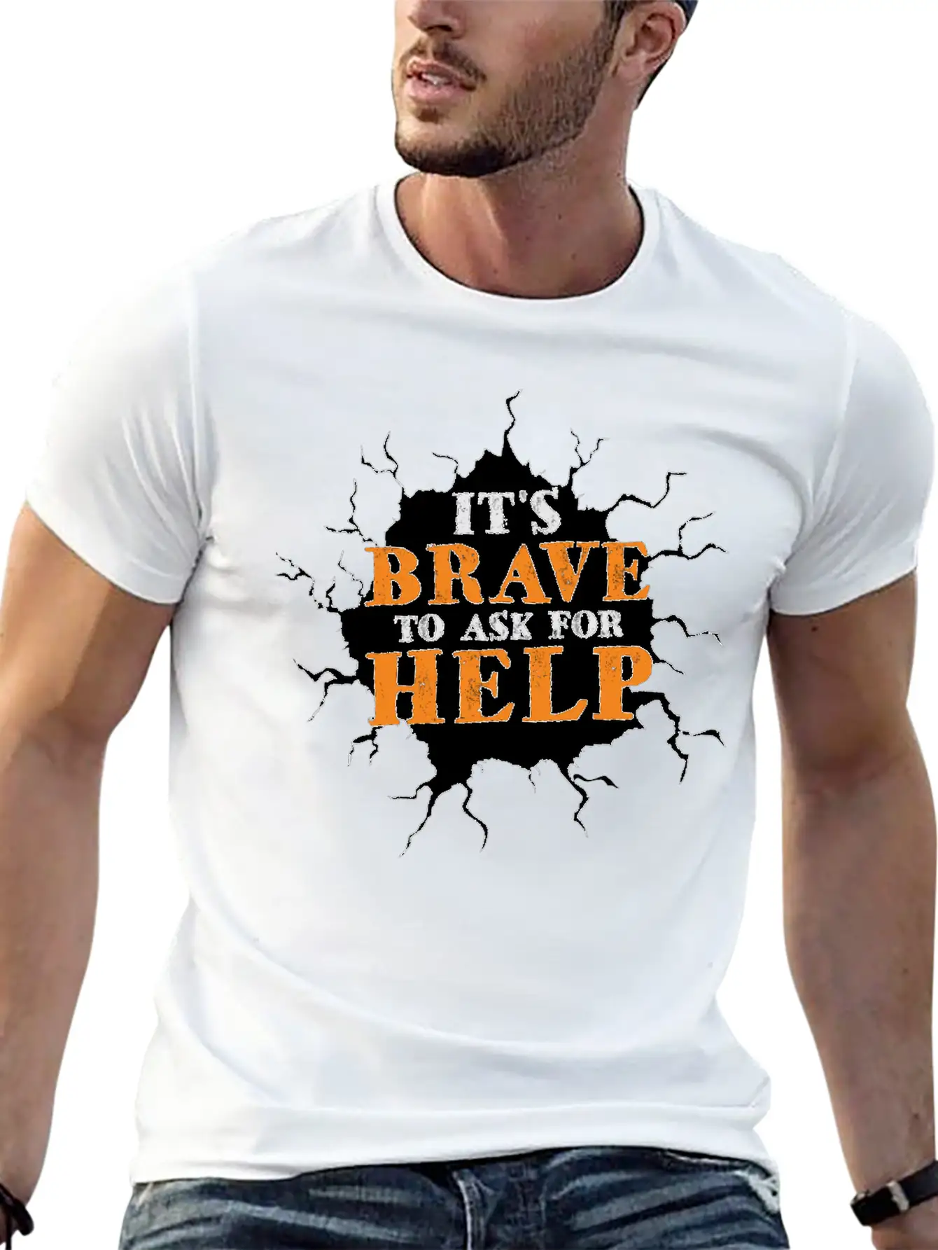Its Brave To Ask For Help Motivational Breathable Soft Cotton T-Shirt – Timeless Casual Look