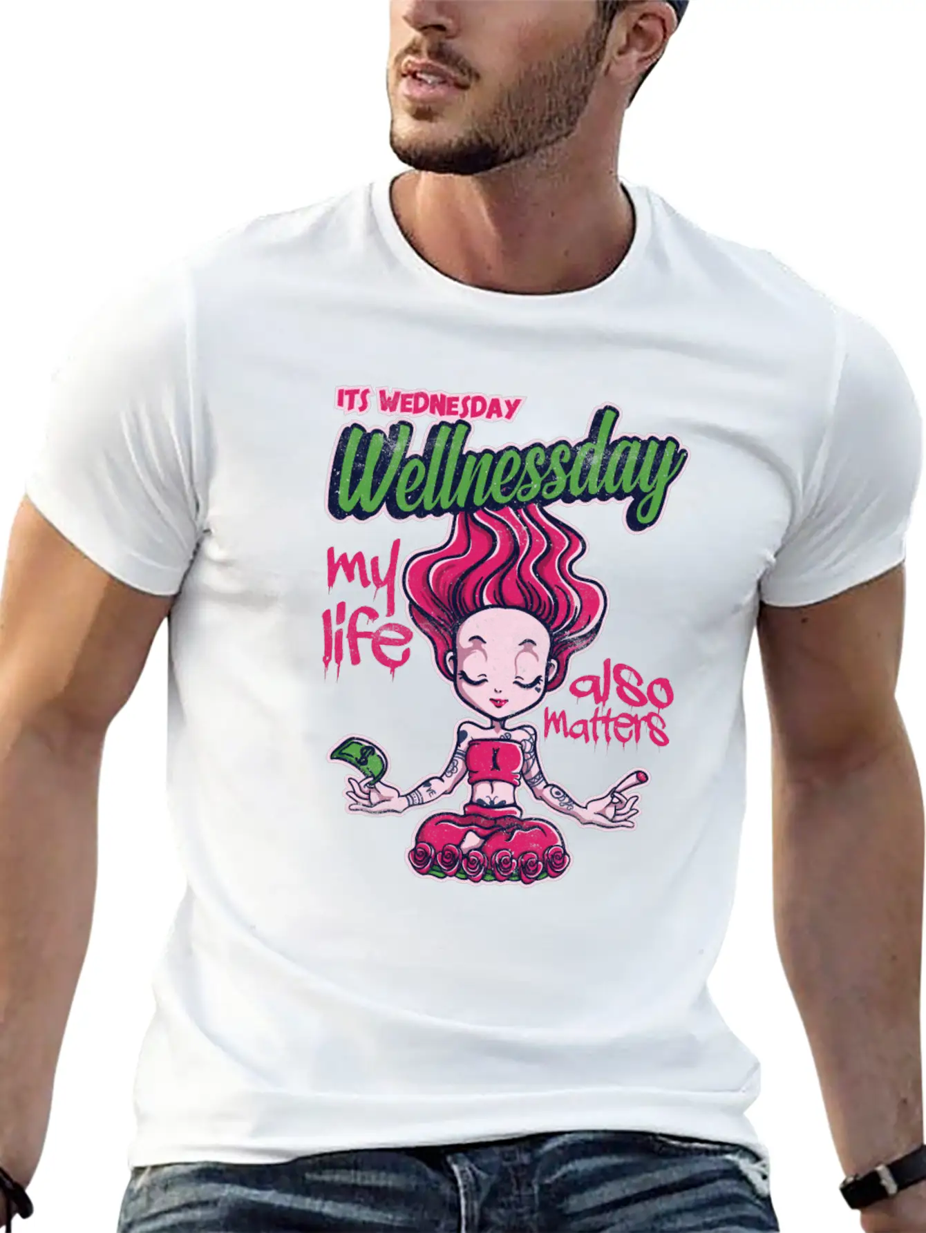 Its Wednesday Wellness Day 2 Basic Graphic T-Shirt – Daily Comfort In Soft Cotton