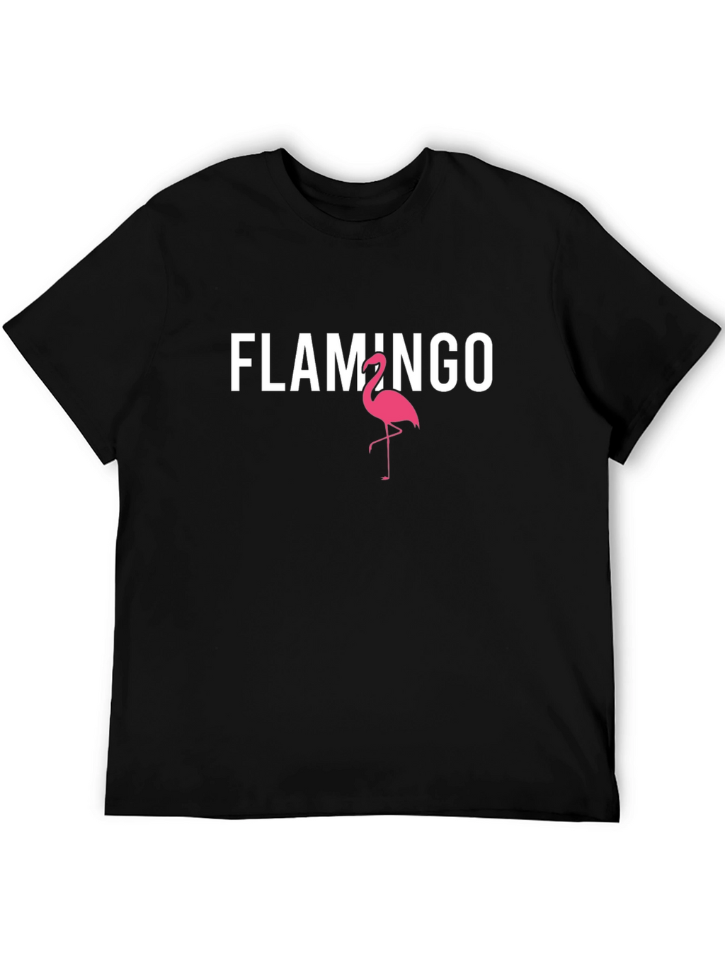 Flamingo Graphic Tee - Black Cotton Blend Casual Shirt