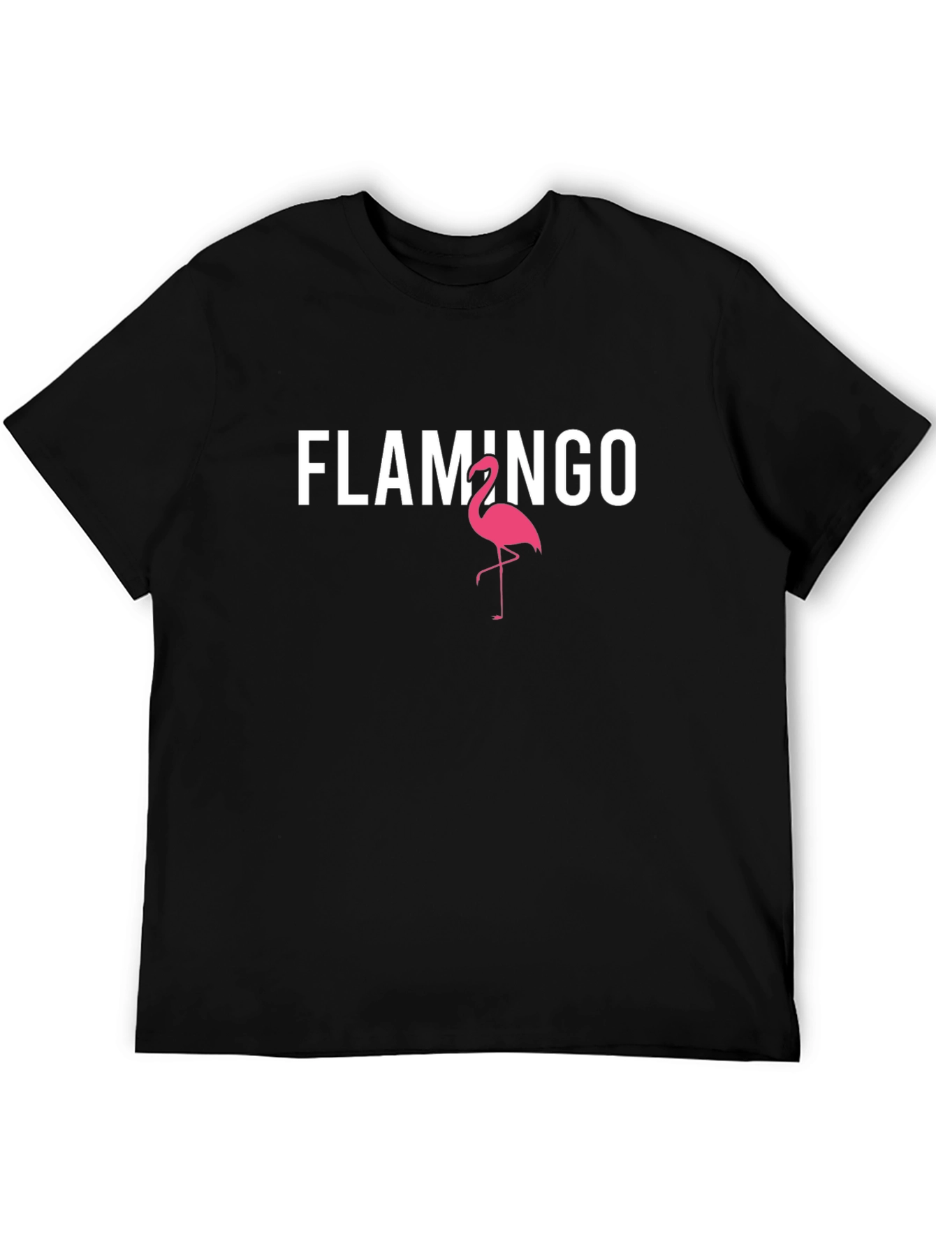 Flamingo Graphic Tee - Black Cotton Blend Casual Shirt