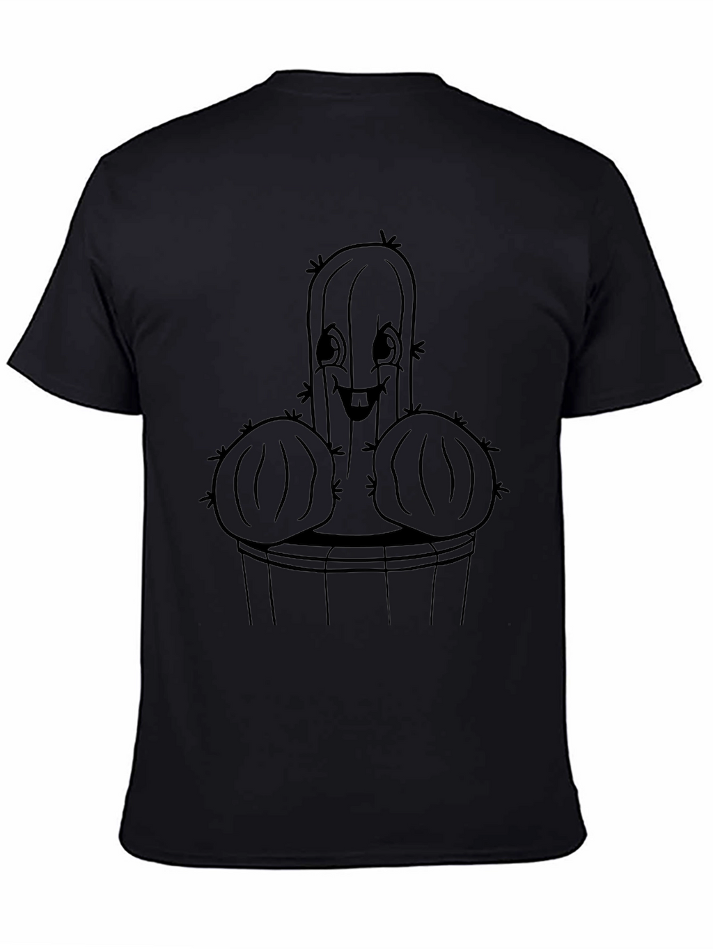 Funny Cactus Graphic Tee - Black Cotton T-Shirt