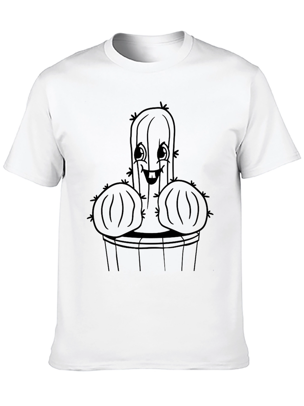 Funny Cactus Graphic Tee - Black Cotton T-Shirt